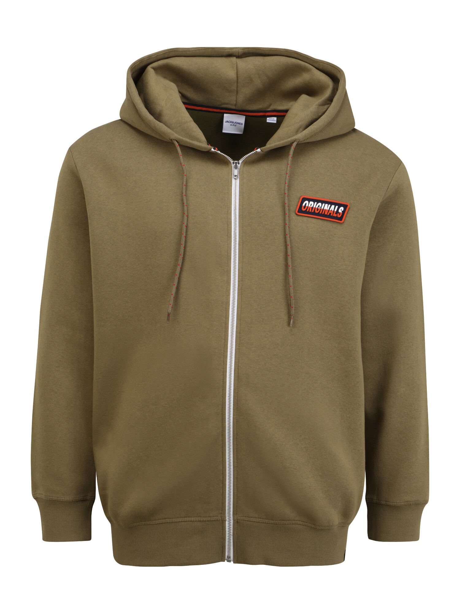 Jack & Jones Plus Jopa na zadrgo 'JORSWIRL SWEAT ZIP HOOD PS' oliva - Pepit.si