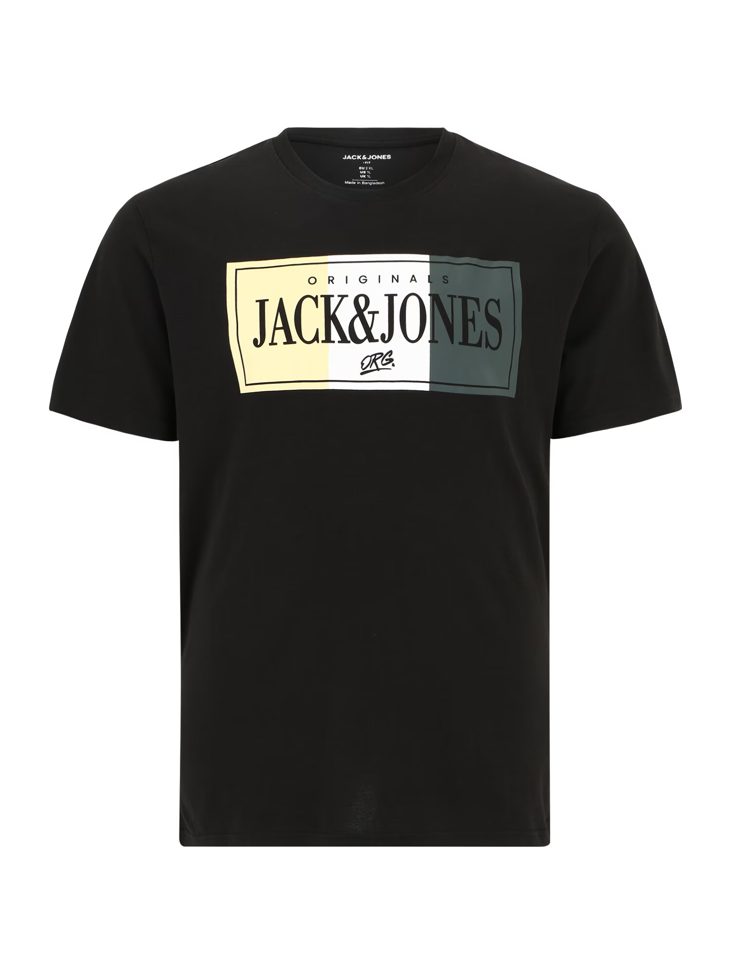 Jack & Jones Plus Majica 'ARTHUR' svetlo rumena / temno zelena / črna / bela - Pepit.si