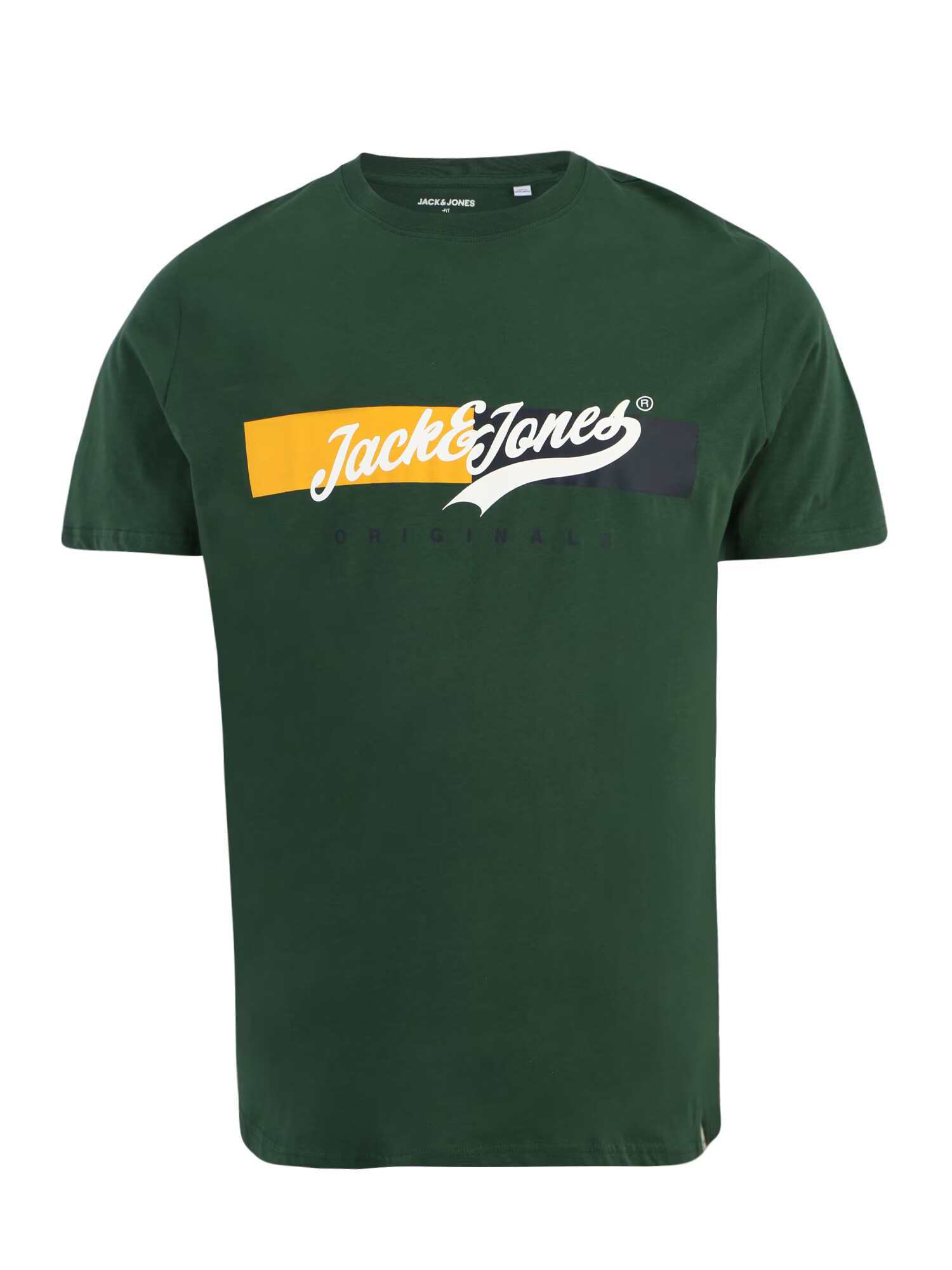 Jack & Jones Plus Majica 'BECKSS' rumena / temno zelena / črna / bela - Pepit.si