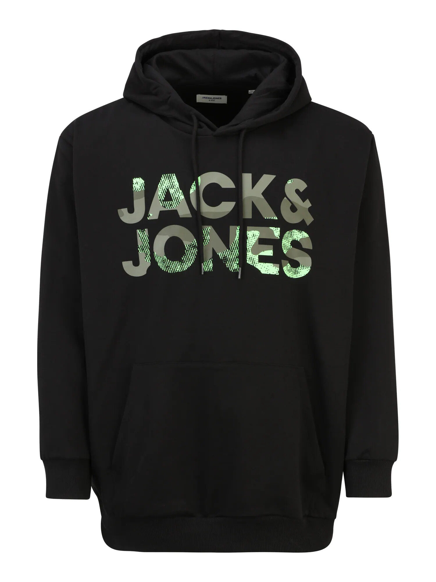 Jack & Jones Plus Majica črna / kaki / neonsko zelena - Pepit.si