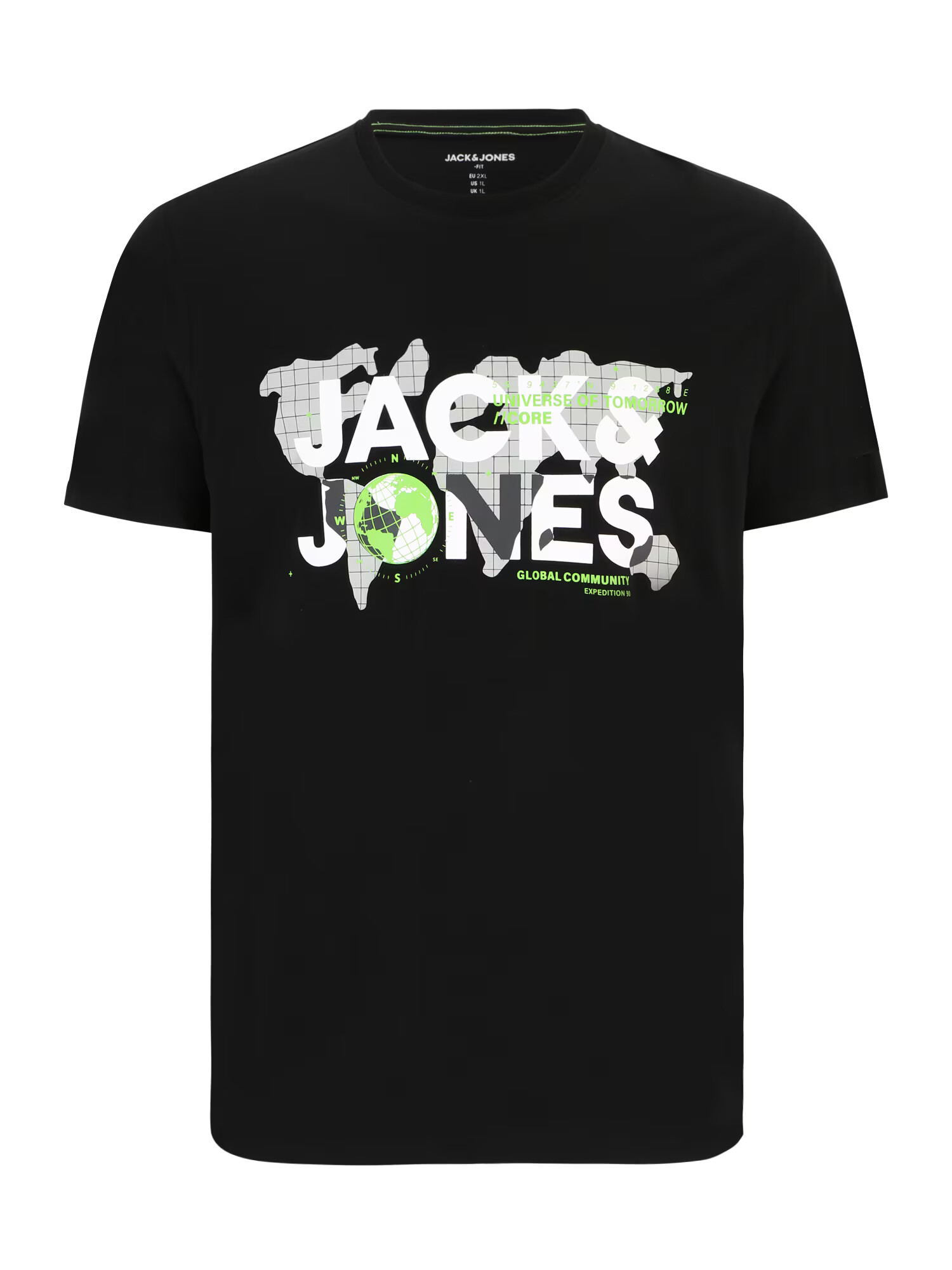 Jack & Jones Plus Majica 'DUST' kivi / črna / bela - Pepit.si