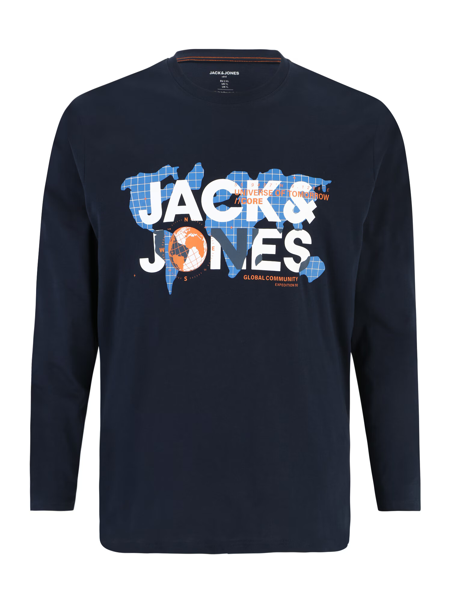 Jack & Jones Plus Majica 'DUST' mornarska / svetlo modra / bela - Pepit.si