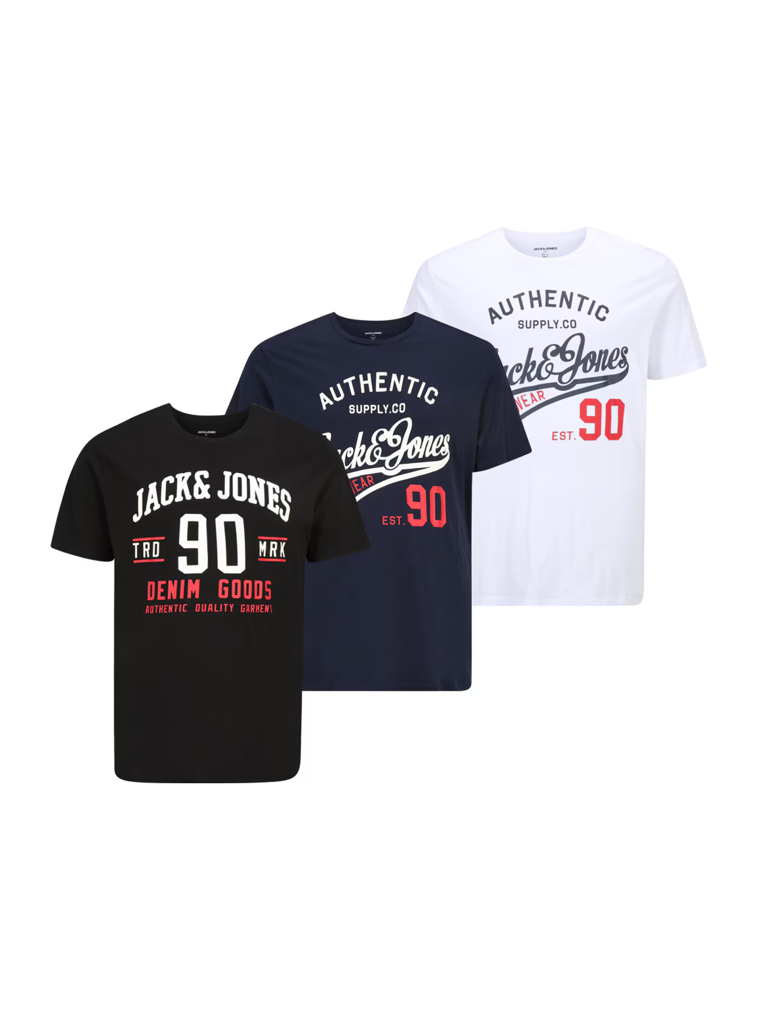 Jack & Jones Plus Majica 'ETHAN' mornarska / živo rdeča / črna / bela - Pepit.si