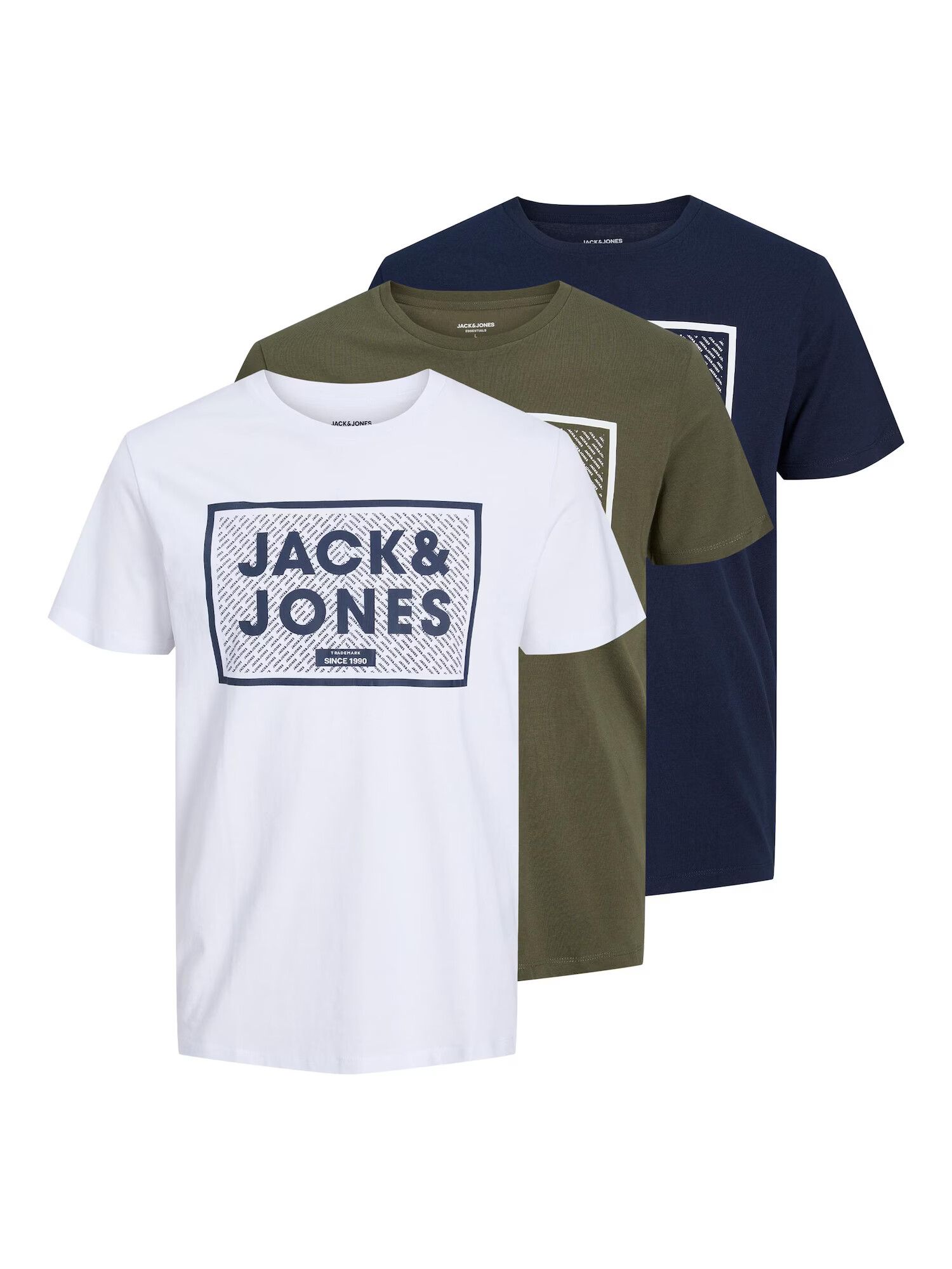 Jack & Jones Plus Majica 'Harrison' mornarska / oliva / bela - Pepit.si