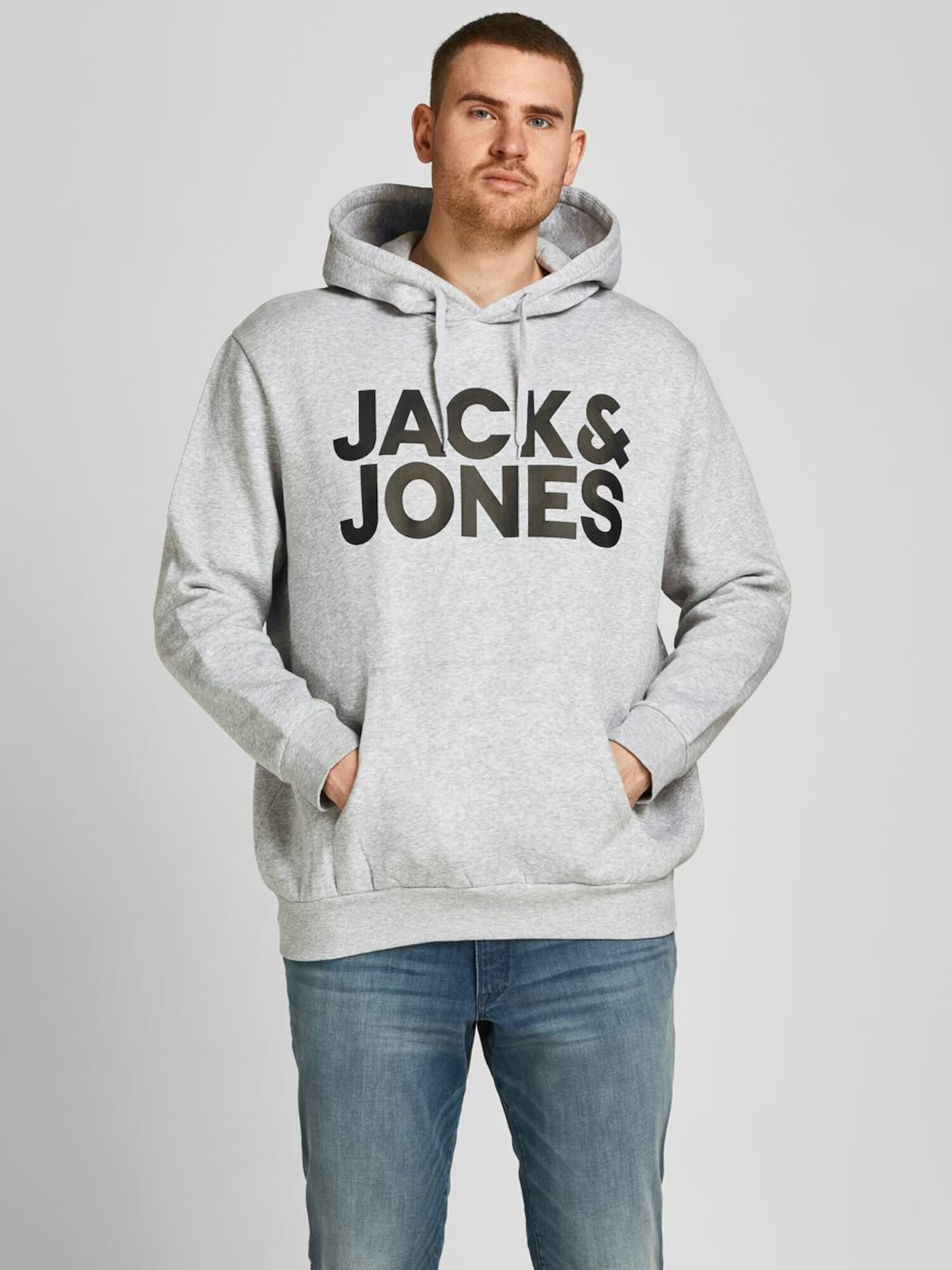 Jack & Jones Plus Majica pegasto siva / črna - Pepit.si