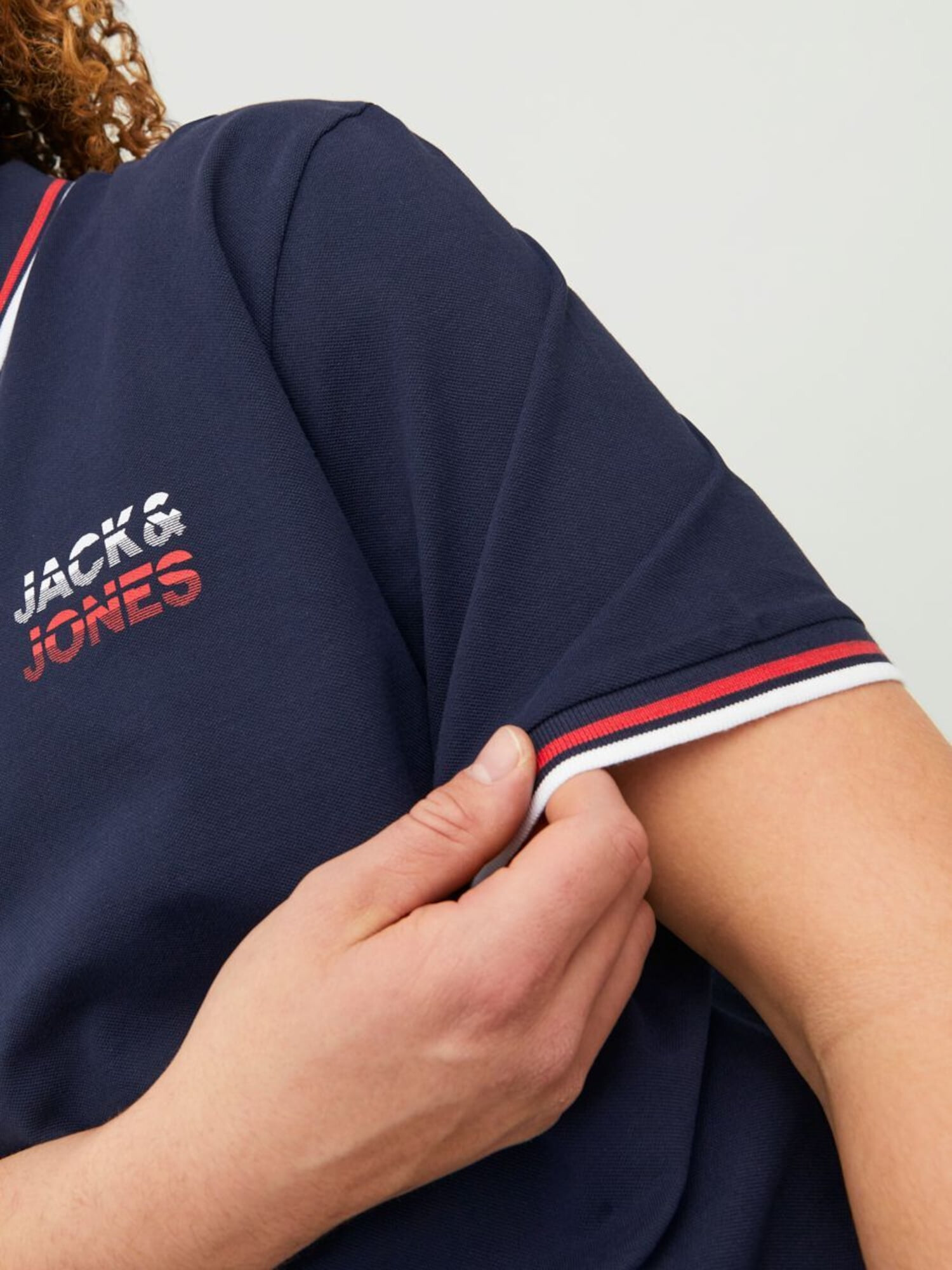 Jack & Jones Plus Majica modra / krvavo rdeča / bela - Pepit.si