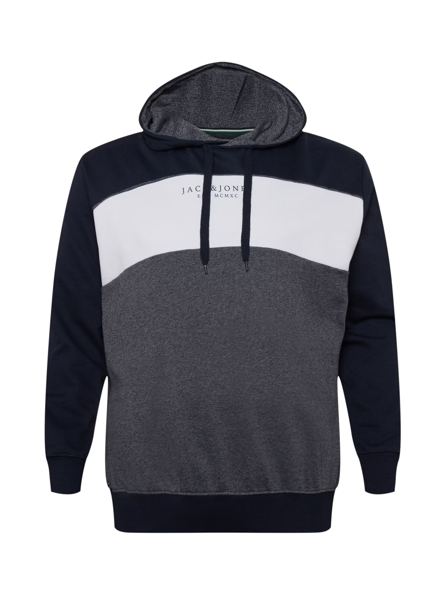 Jack & Jones Plus Majica 'MONSE' temno modra / bela / temno siva - Pepit.si