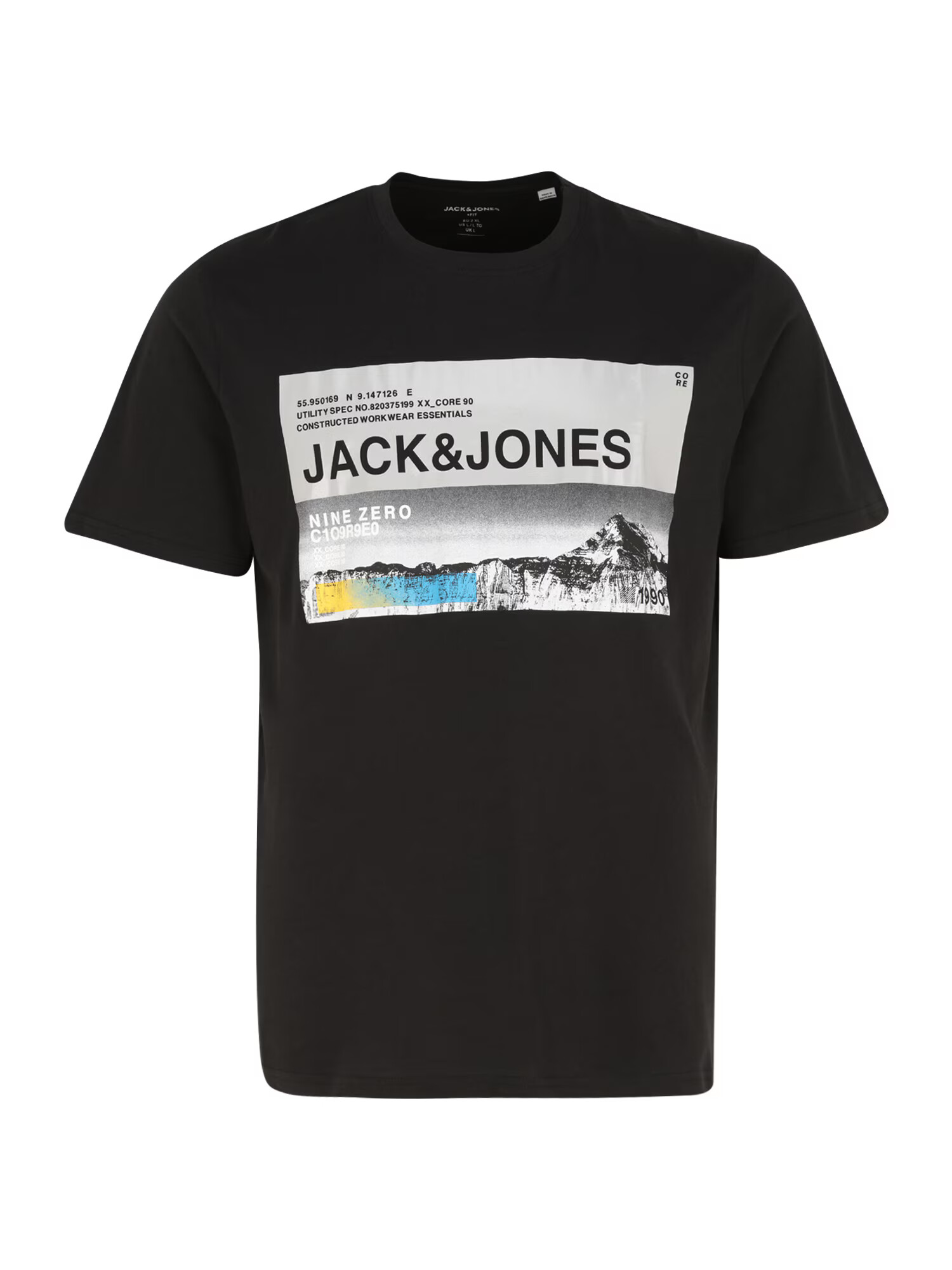 Jack & Jones Plus Majica 'RACK' črna / siva / modra / rumena / bela - Pepit.si