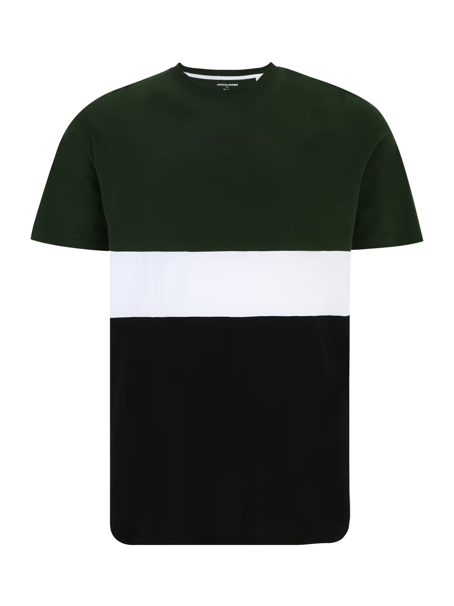 Jack & Jones Plus Majica 'REID' temno zelena / črna / bela - Pepit.si