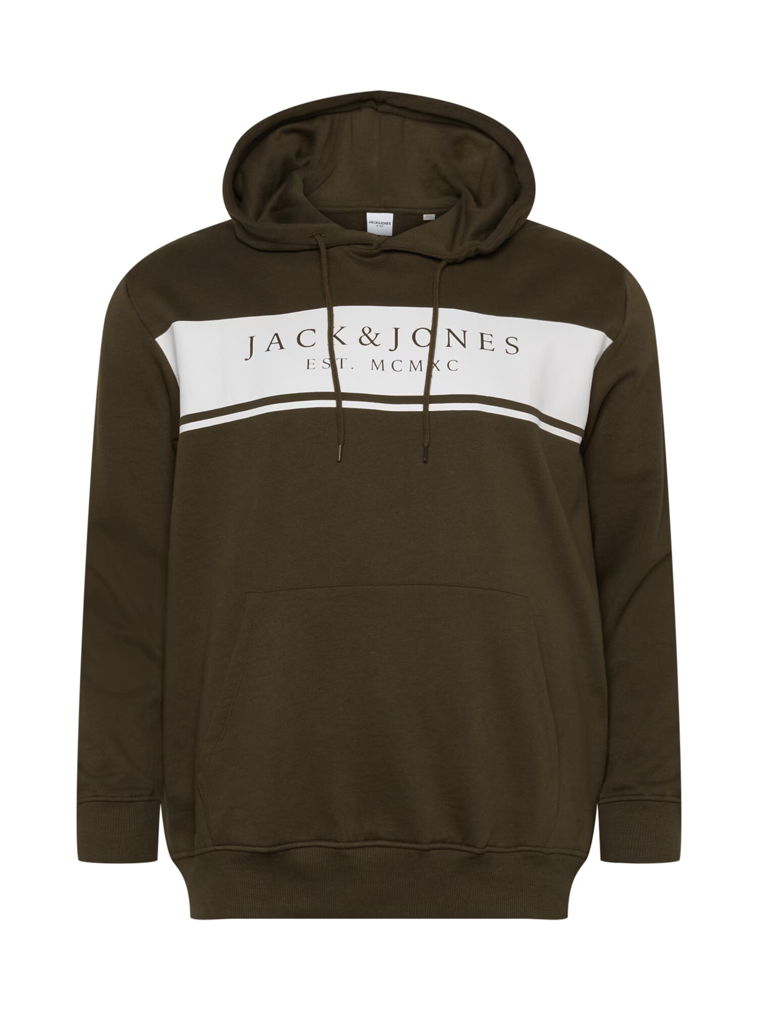 Jack & Jones Plus Majica 'RIVER' temno zelena / bela - Pepit.si