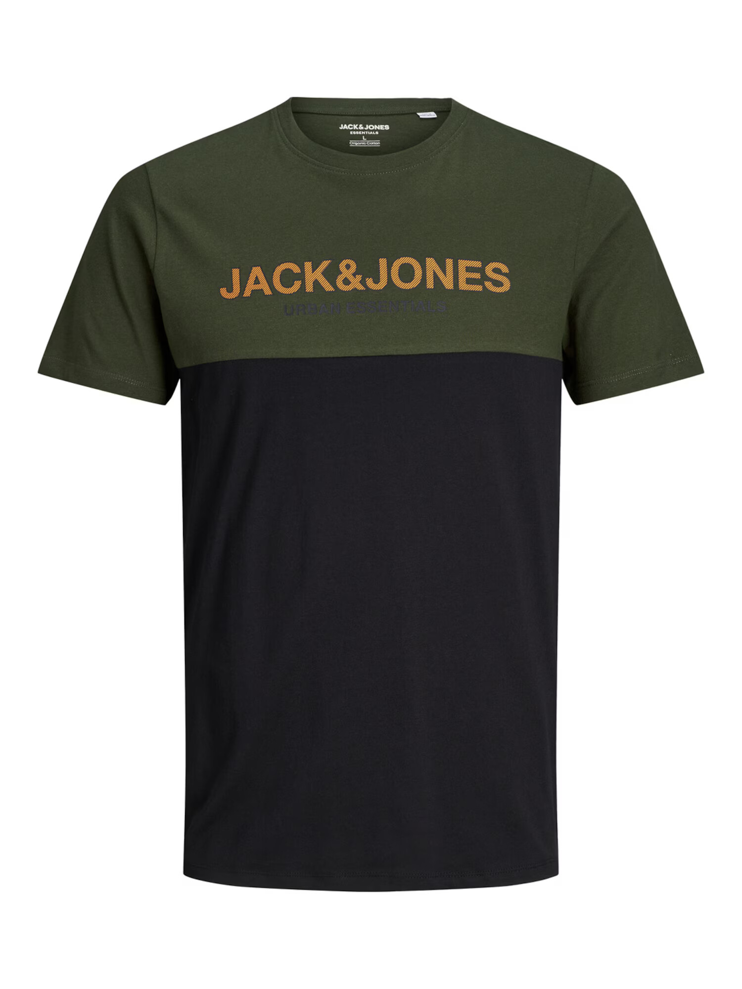 Jack & Jones Plus Majica 'Urban' temno zelena / črna / temno oranžna - Pepit.si