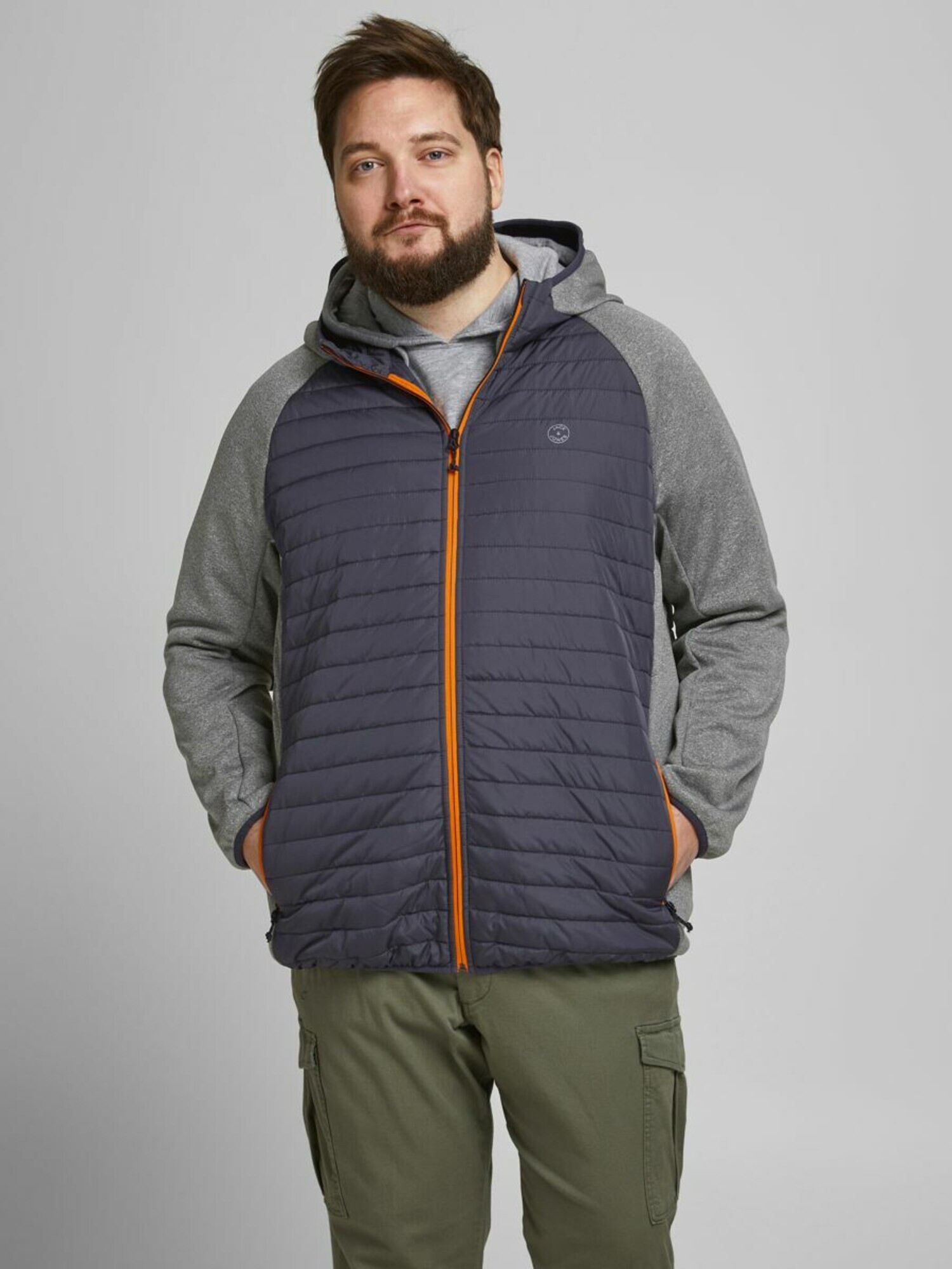 Jack & Jones Plus Prehodna jakna marine / siva / oranžna - Pepit.si