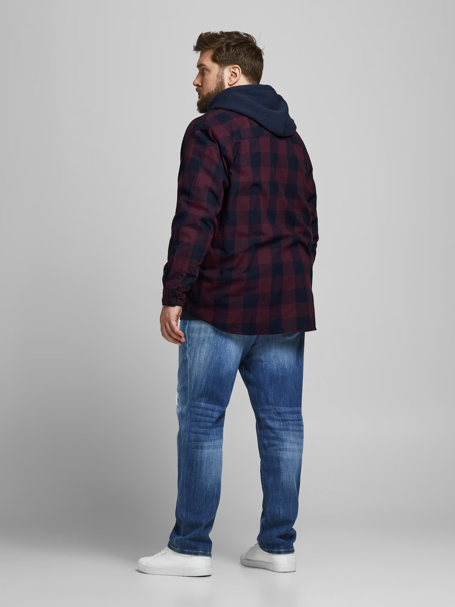 Jack & Jones Plus Srajca 'Gingham' nočno modra / češnjevo rdeča - Pepit.si