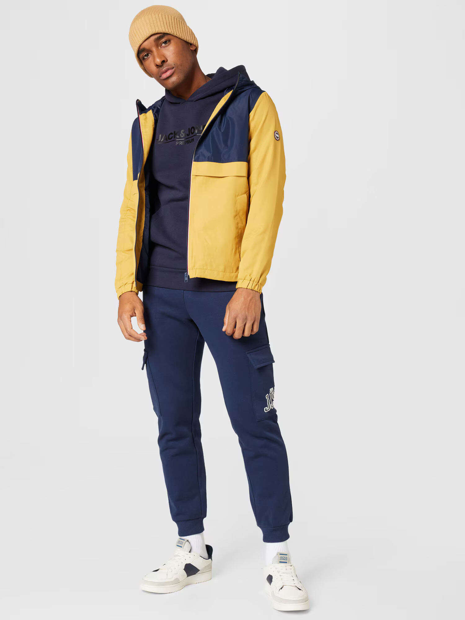 JACK & JONES Prehodna jakna 'ALLEN' mornarska / temno rumena - Pepit.si