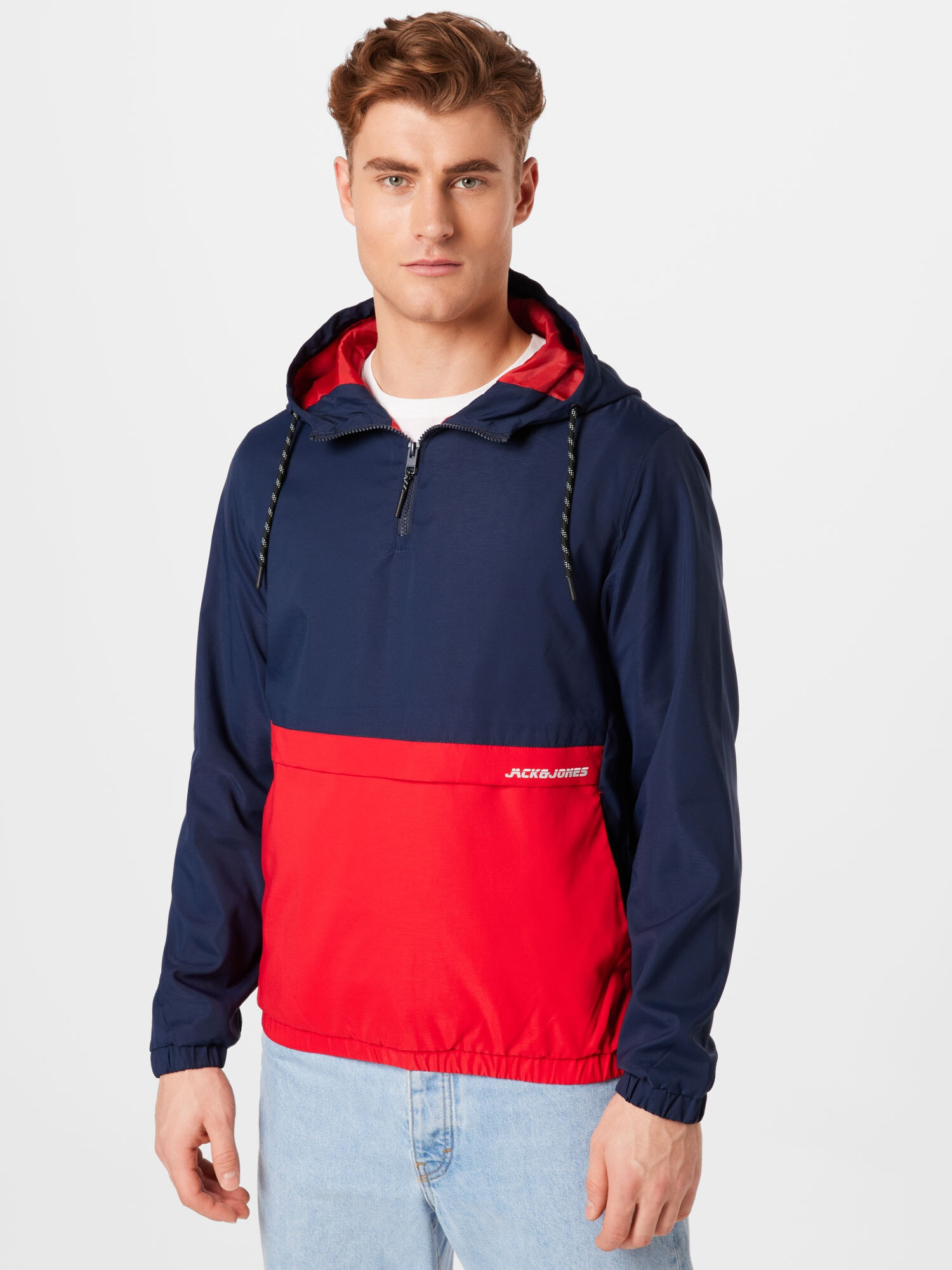 JACK & JONES Prehodna jakna 'Barton' modra / rdeča - Pepit.si