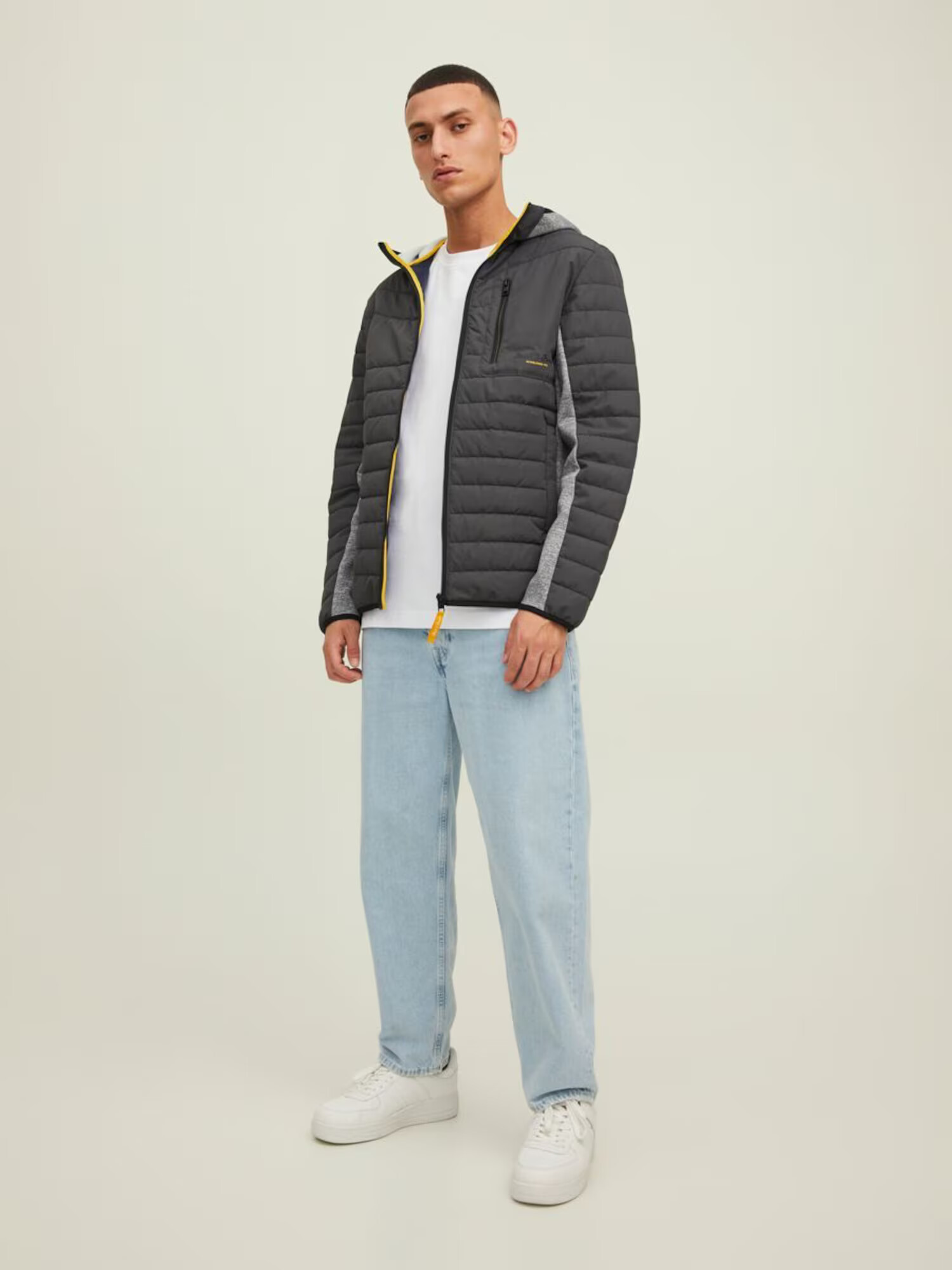 JACK & JONES Prehodna jakna 'Berg' rumena / siva / grafit / črna - Pepit.si