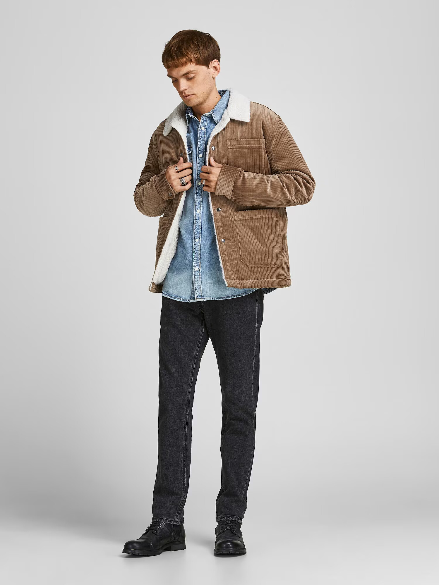 JACK & JONES Prehodna jakna 'Bluluke' rjava / bela - Pepit.si