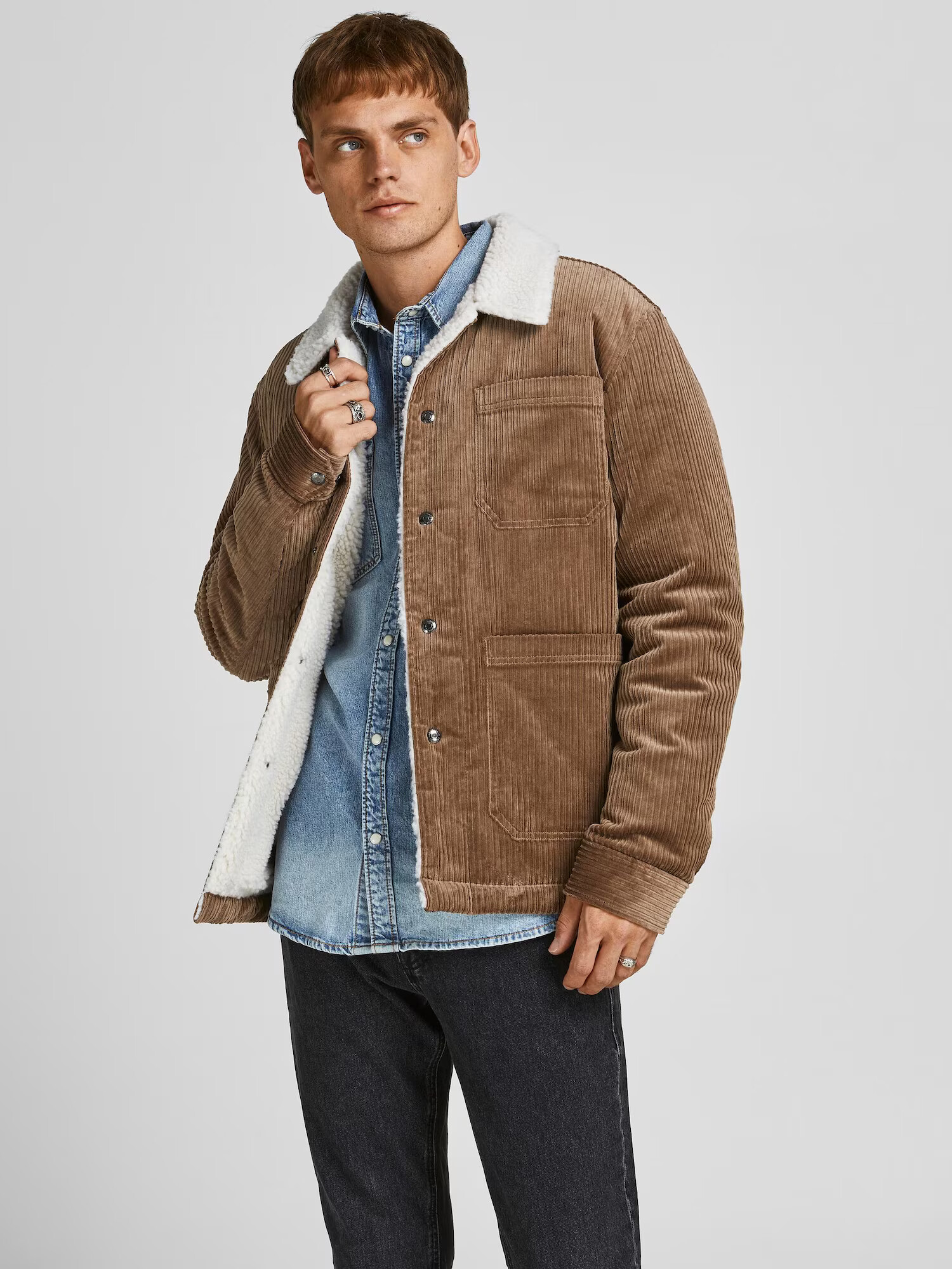 JACK & JONES Prehodna jakna 'Bluluke' rjava / bela - Pepit.si