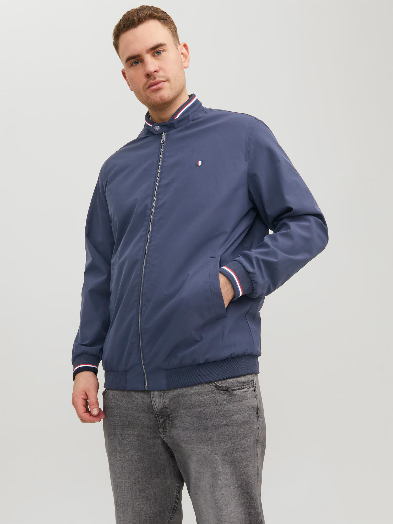 JACK & JONES Prehodna jakna 'Brandoo' mornarska / temno modra / rdeča - Pepit.si