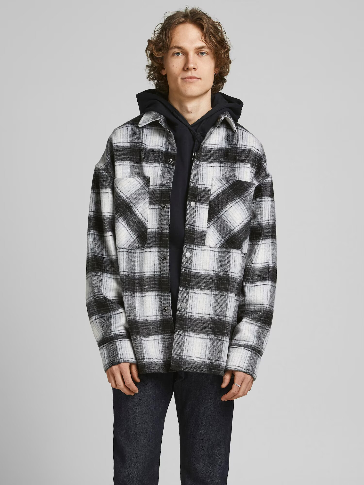 JACK & JONES Prehodna jakna 'Cane' antracit / pegasto siva / naravno bela - Pepit.si