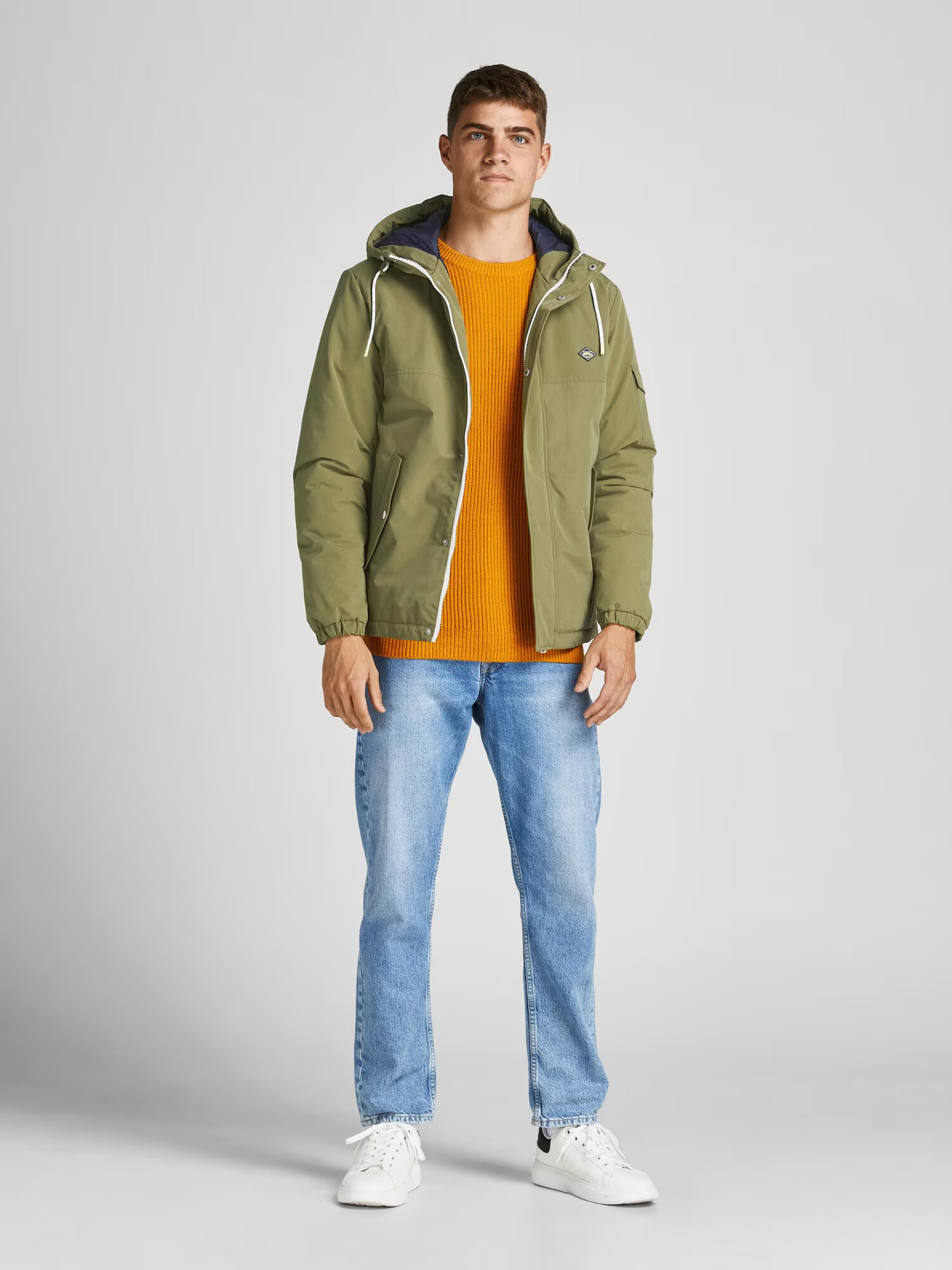 JACK & JONES Prehodna jakna 'Cody' mornarska / pastelno rumena / oliva - Pepit.si