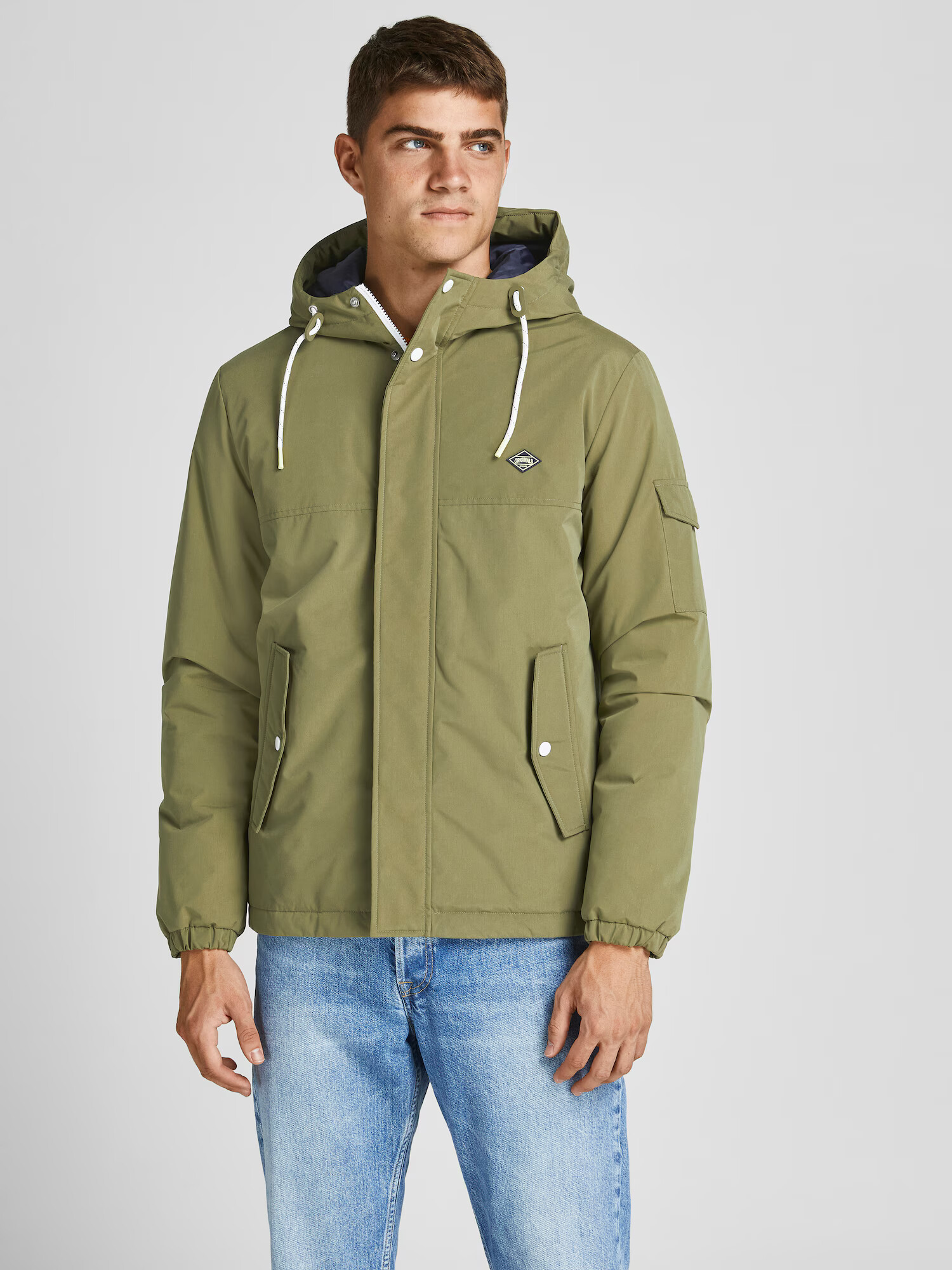 JACK & JONES Prehodna jakna 'Cody' mornarska / pastelno rumena / oliva - Pepit.si