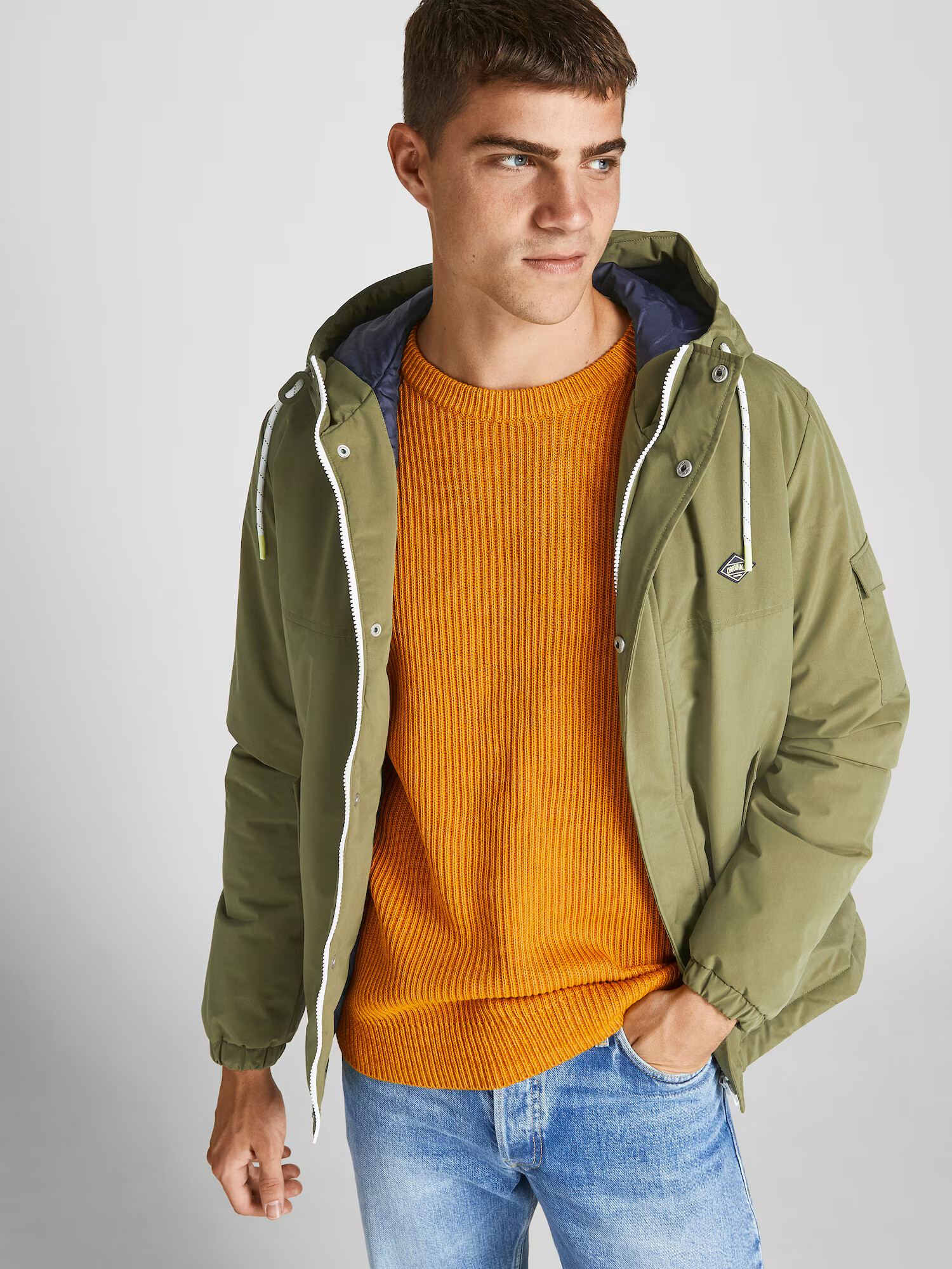 JACK & JONES Prehodna jakna 'Cody' mornarska / pastelno rumena / oliva - Pepit.si