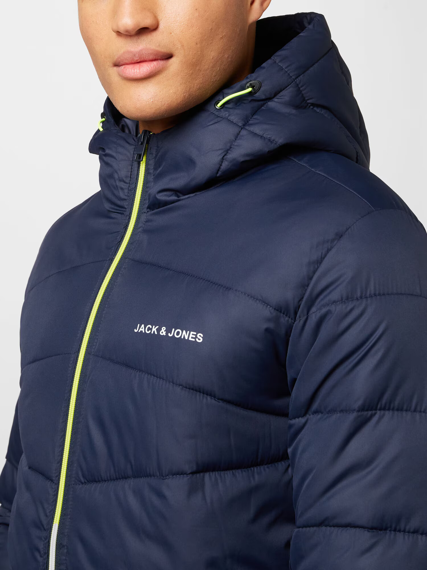 JACK & JONES Prehodna jakna 'GLOBUS' mornarska / neonsko zelena / bela - Pepit.si