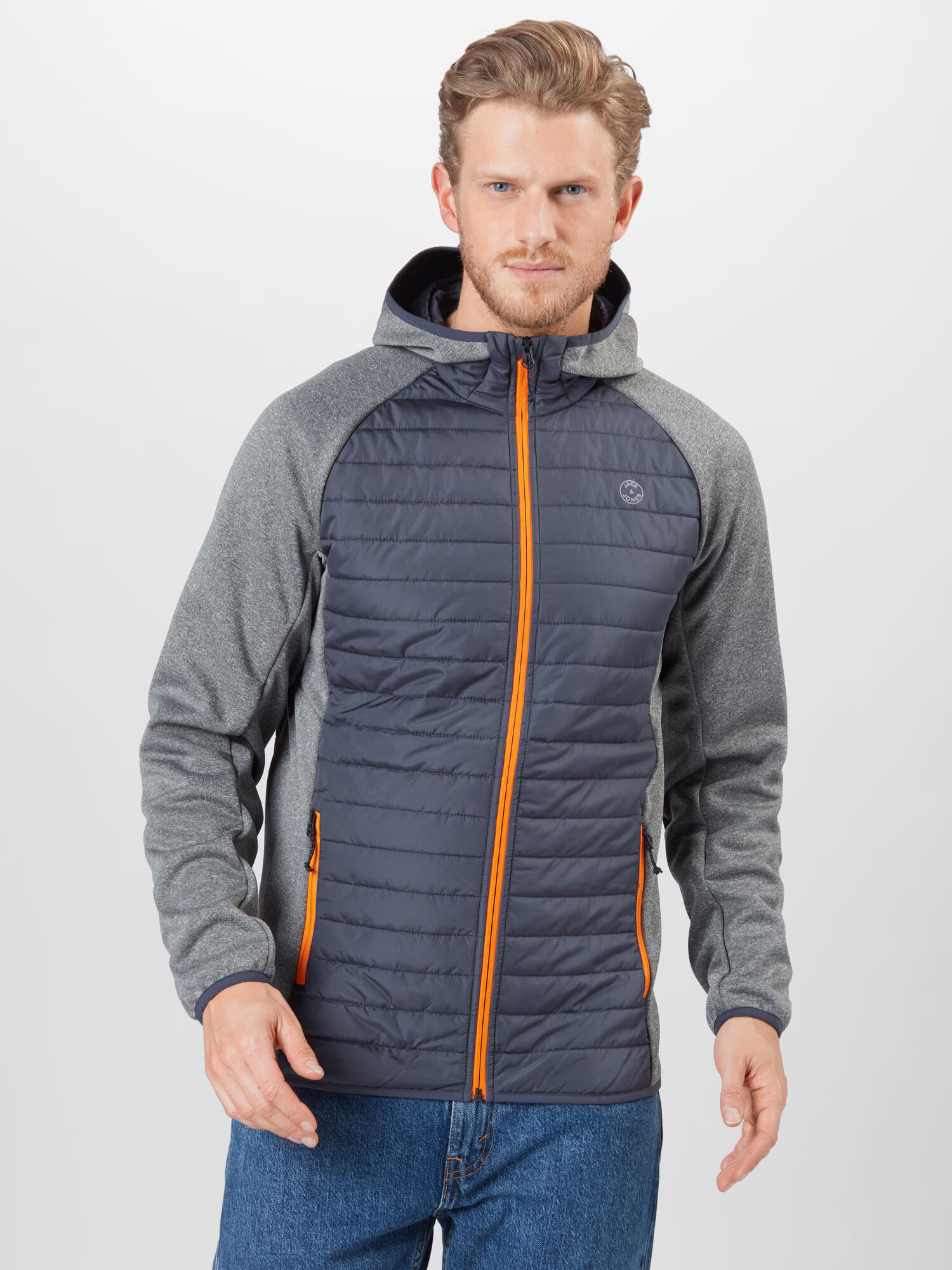 JACK & JONES Prehodna jakna golobje modra / pegasto siva / oranžna / bela - Pepit.si