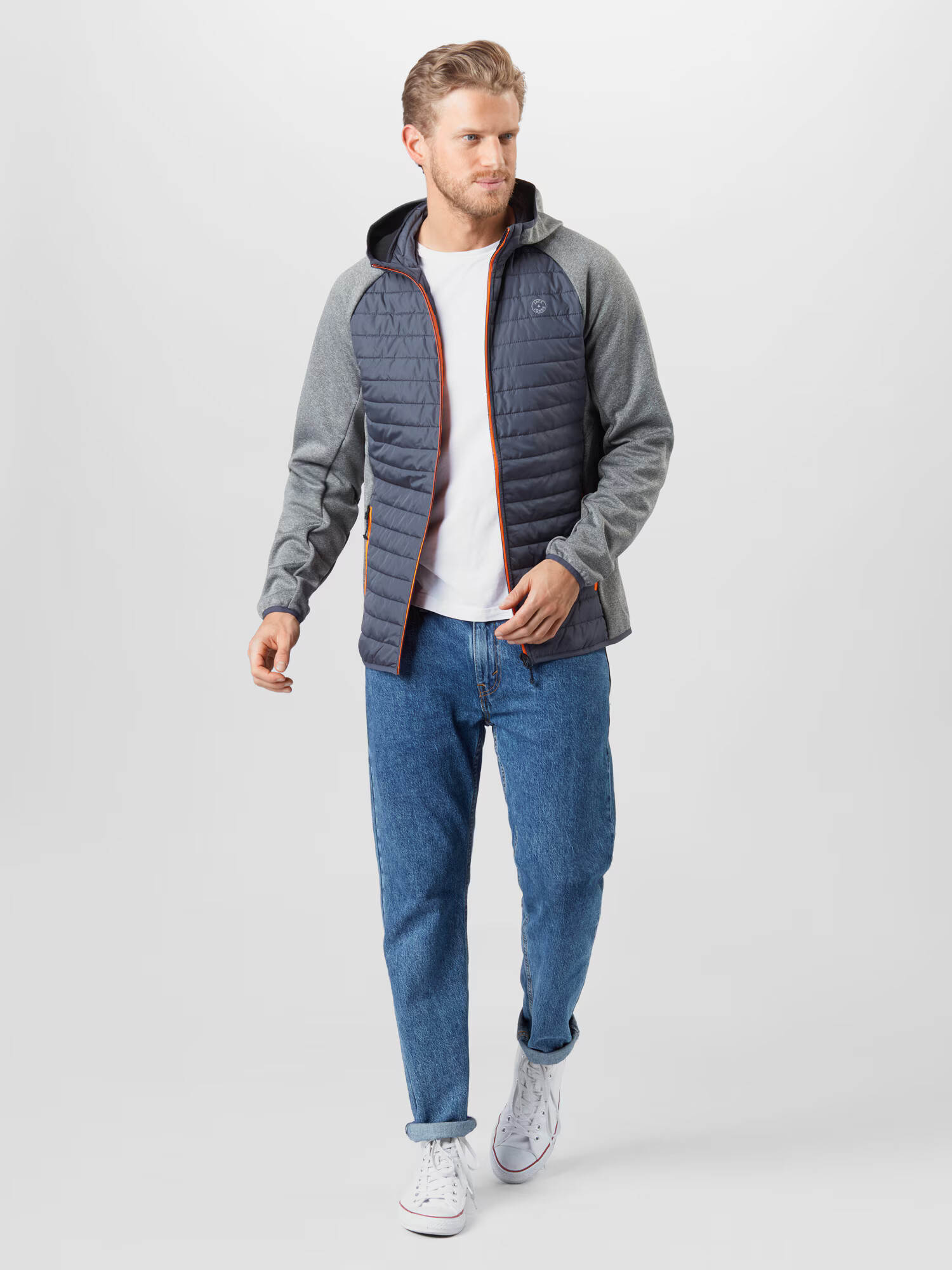 JACK & JONES Prehodna jakna golobje modra / pegasto siva / oranžna / bela - Pepit.si