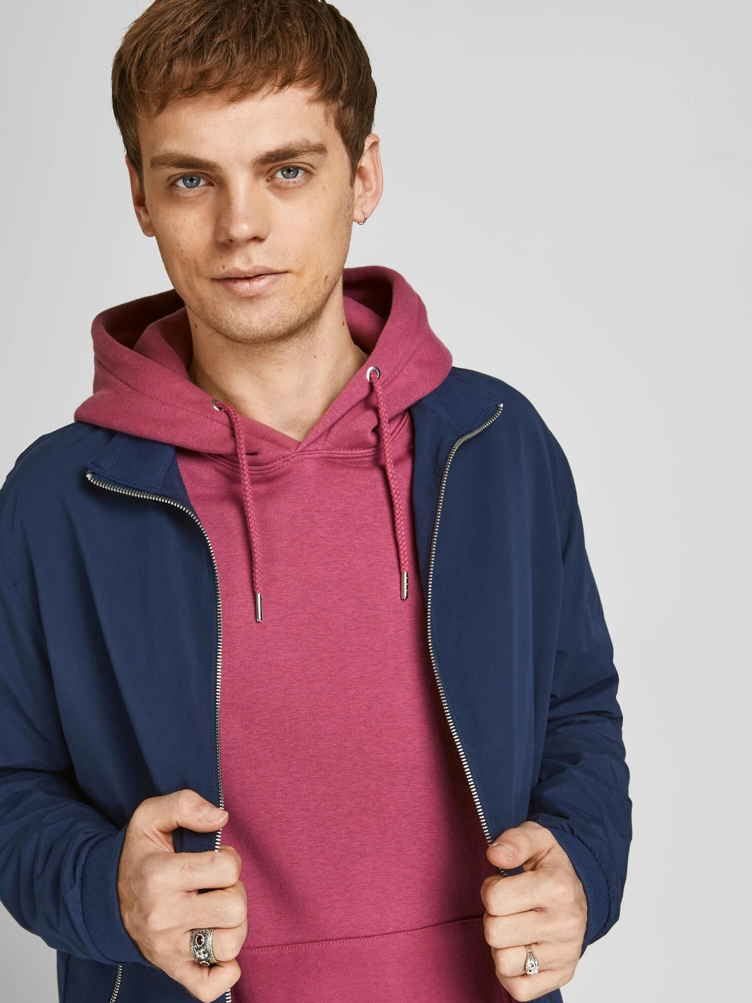 JACK & JONES Prehodna jakna 'Rush Harrington' nočno modra - Pepit.si