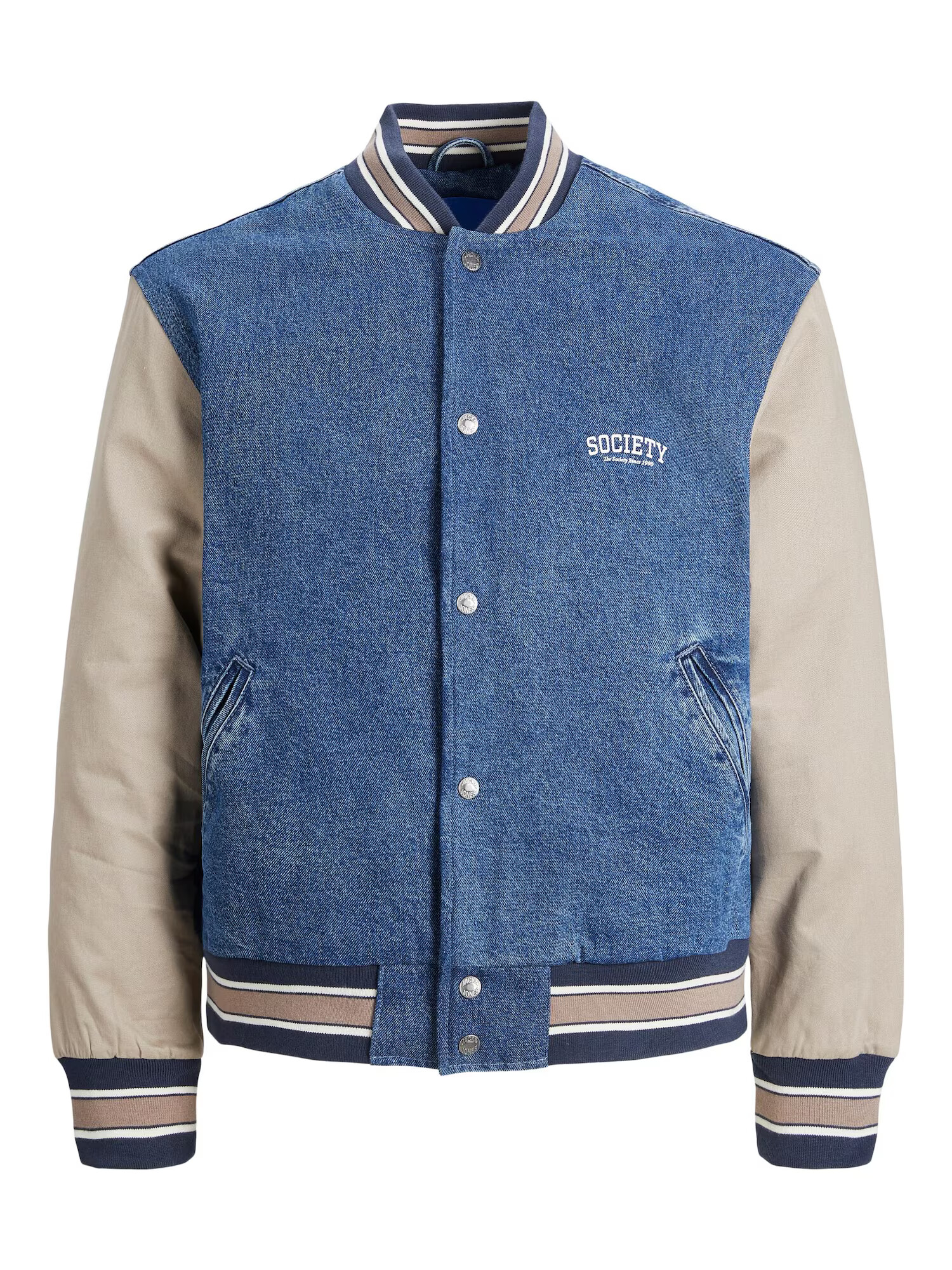 JACK & JONES Prehodna jakna 'Mash Up' ecru / golobje modra / moder denim - Pepit.si