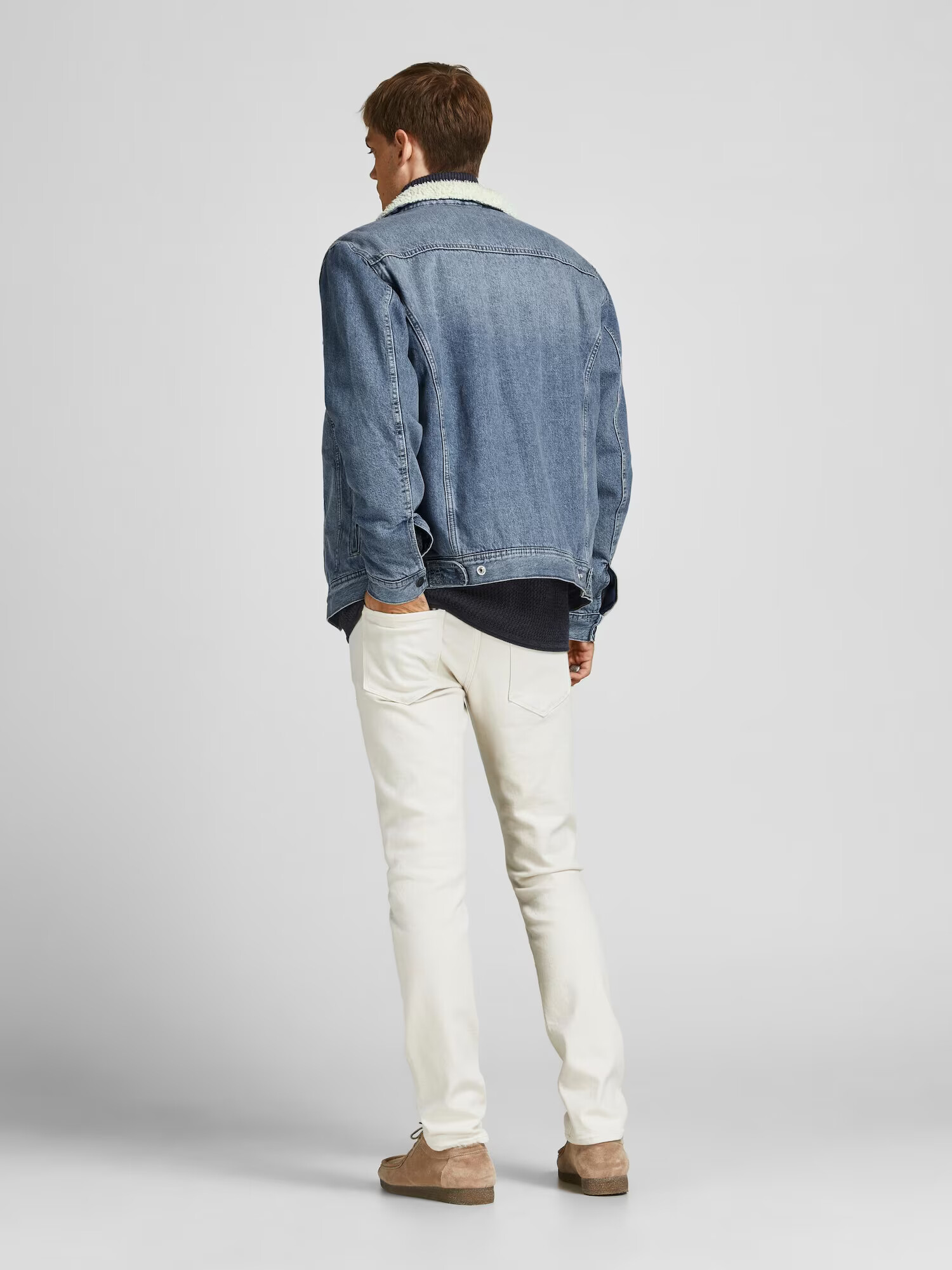 JACK & JONES Prehodna jakna moder denim / volneno bela - Pepit.si