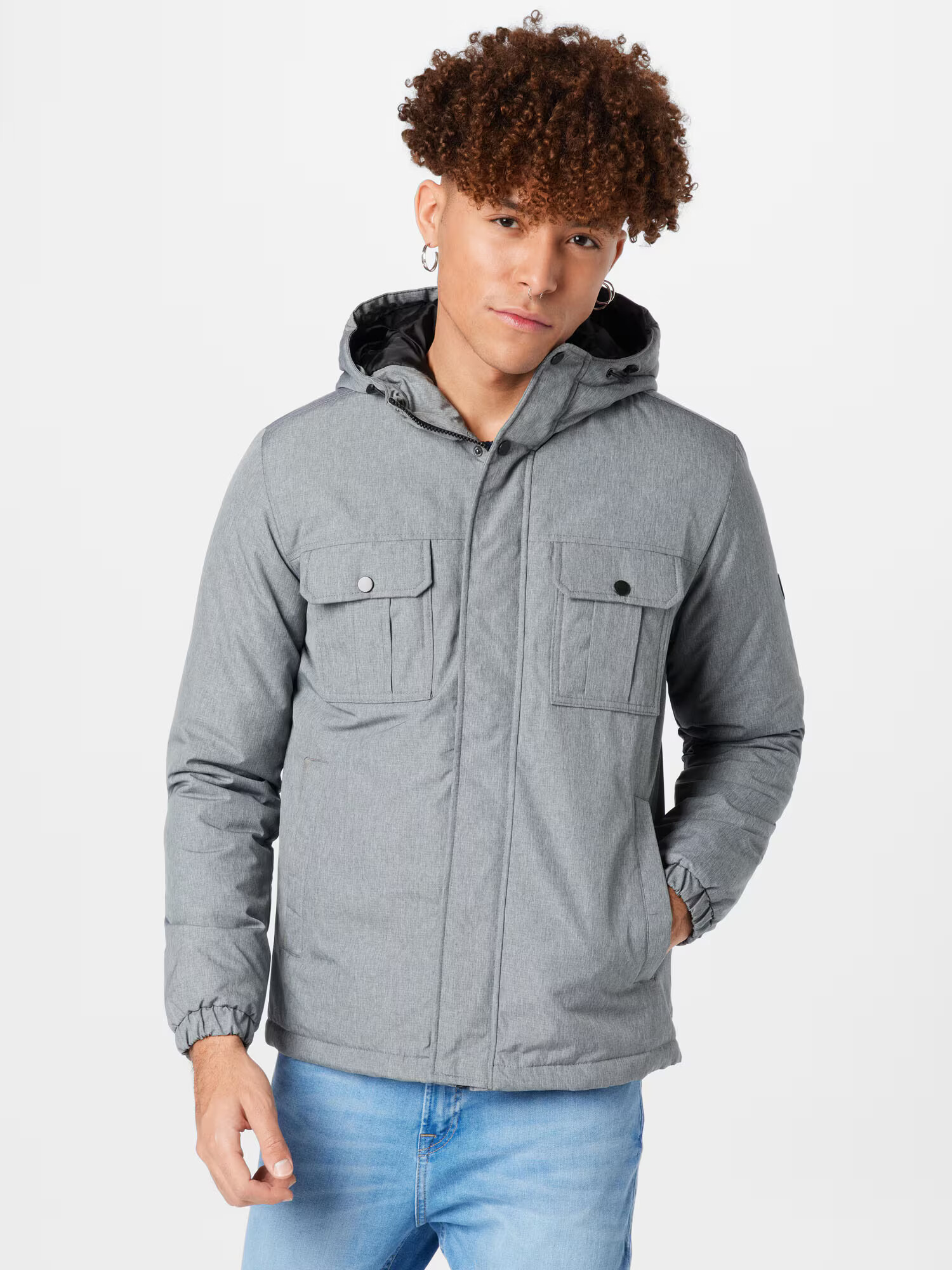 JACK & JONES Prehodna jakna pegasto siva / črna - Pepit.si