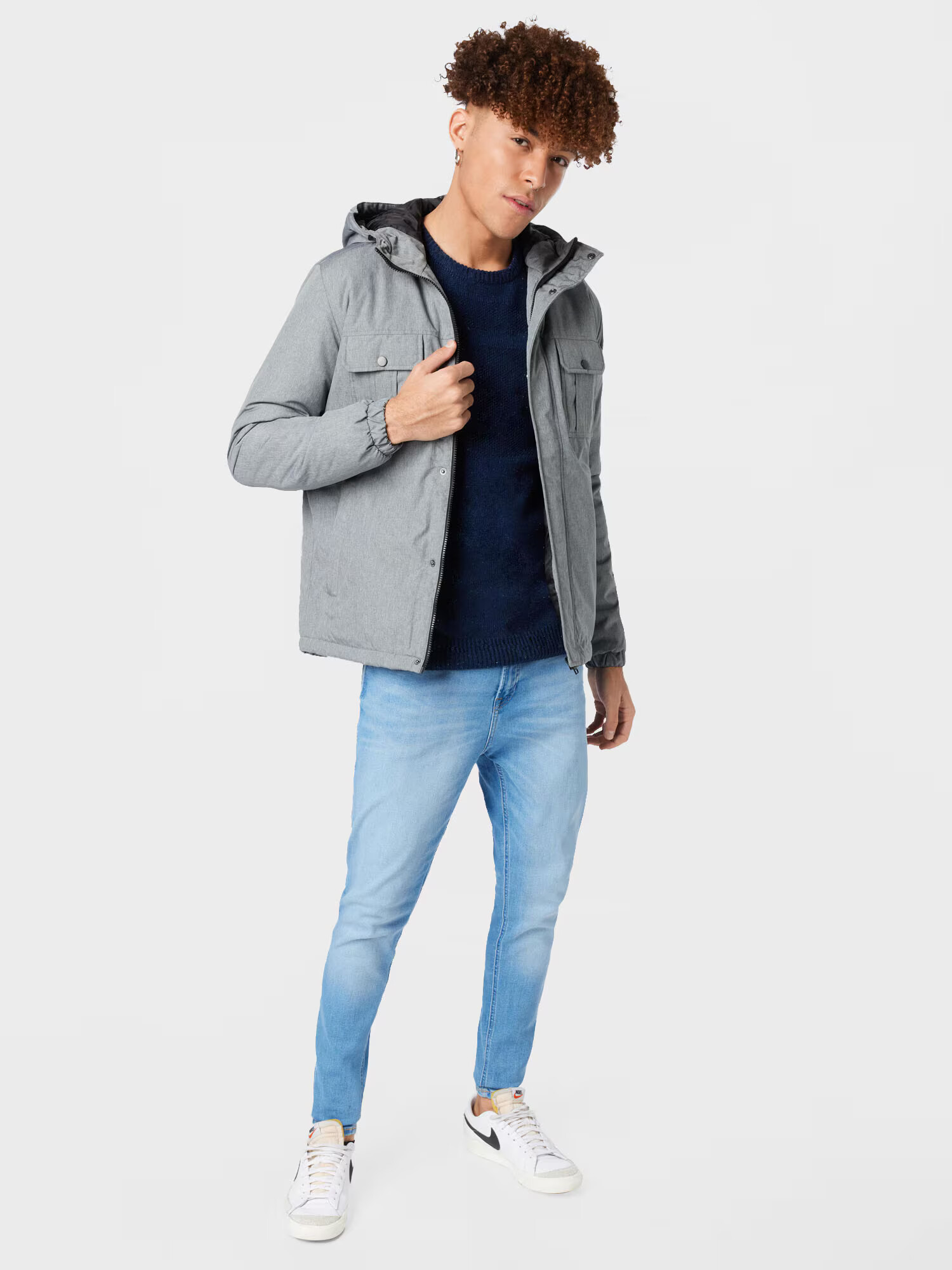 JACK & JONES Prehodna jakna pegasto siva / črna - Pepit.si