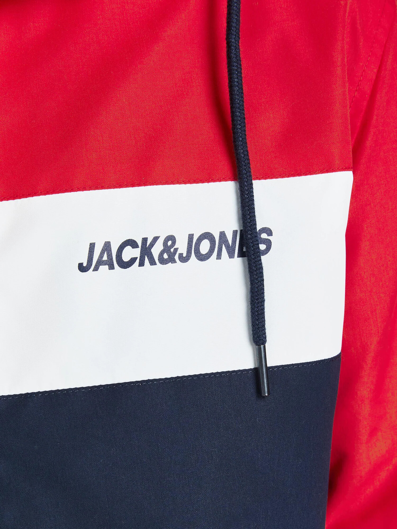 JACK & JONES Prehodna jakna 'Rush' temno modra / ognjeno rdeča / bela - Pepit.si