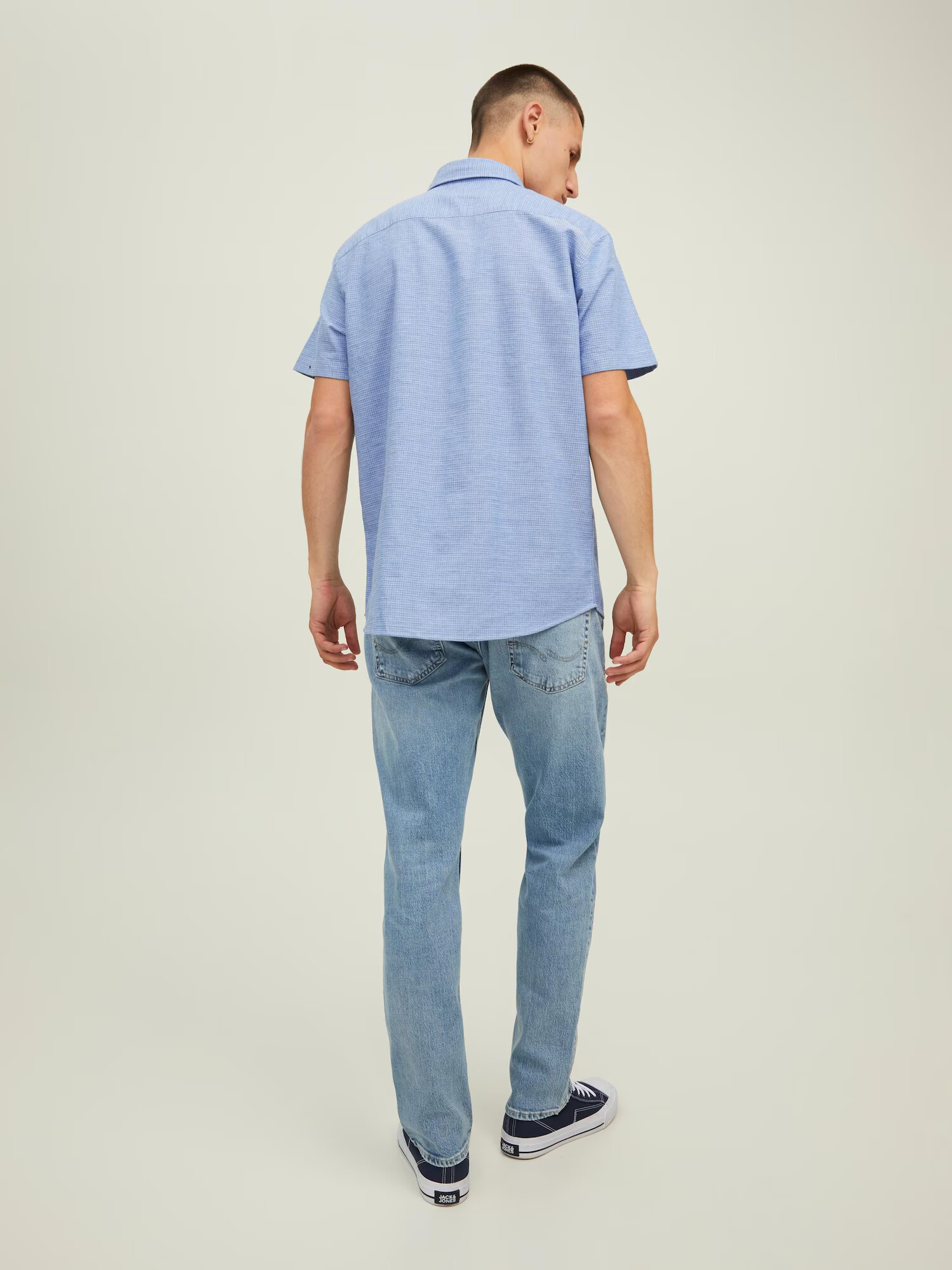 JACK & JONES Srajca 'Abel' mornarska / svetlo modra / pastelno roza - Pepit.si