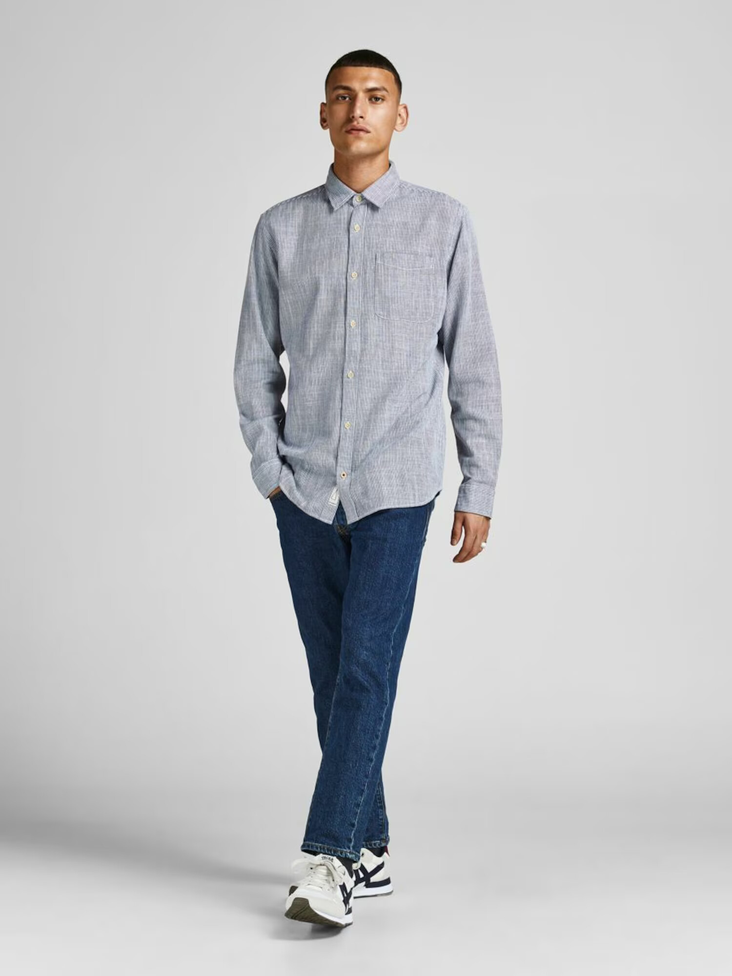 JACK & JONES Srajca 'Blu Seattle' golobje modra / bela - Pepit.si