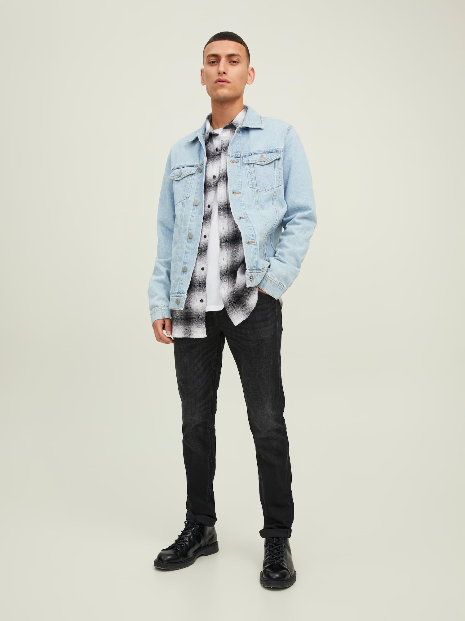 JACK & JONES Srajca 'CARL' črna / bela - Pepit.si