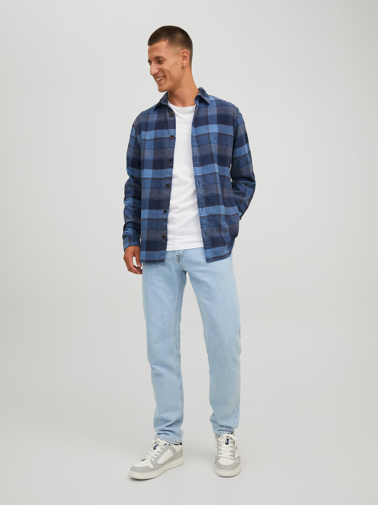 JACK & JONES Srajca 'Carl' mornarska / temno modra / črna - Pepit.si