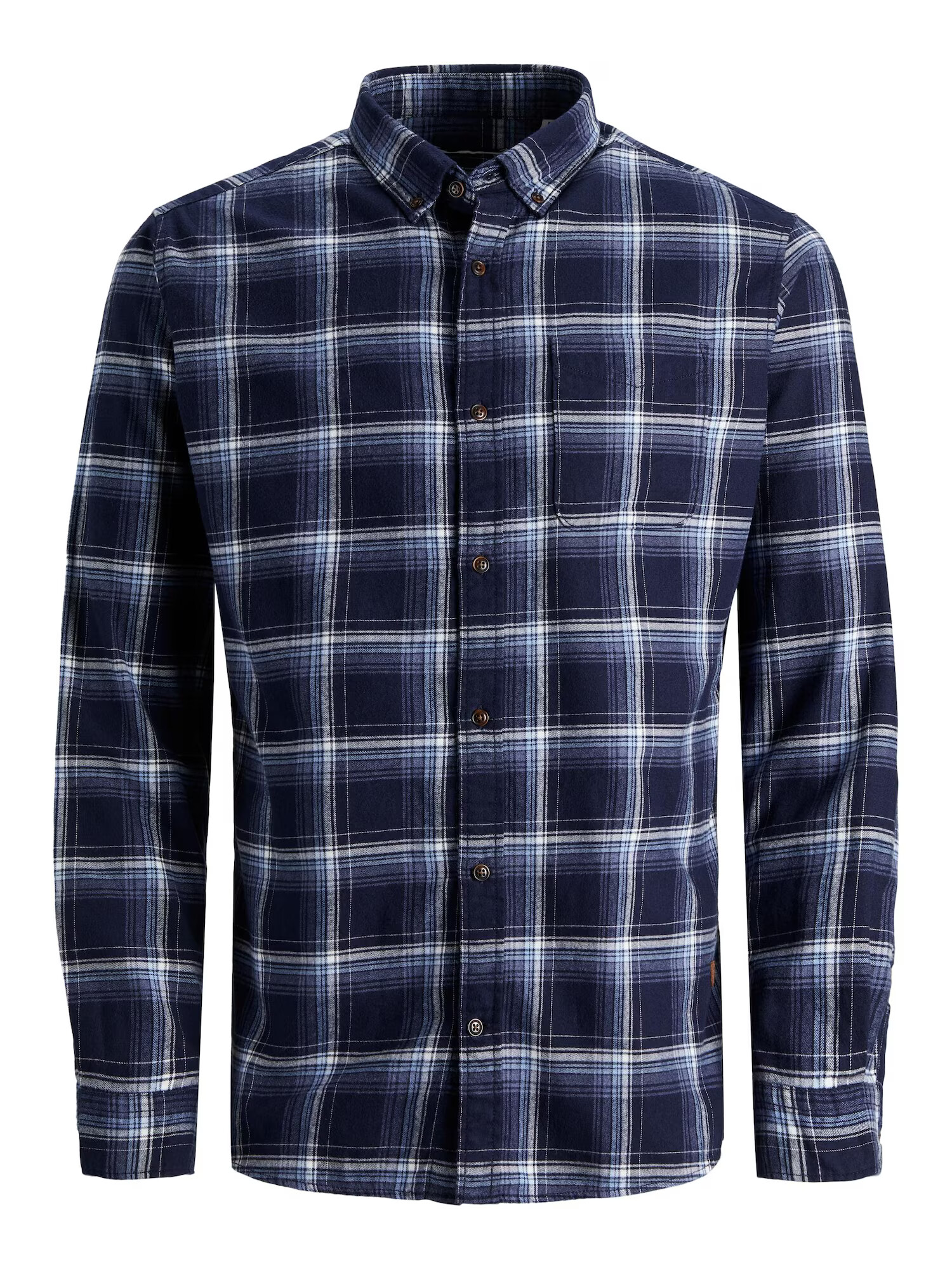 JACK & JONES Srajca 'Denver' mornarska / svetlo modra / bela - Pepit.si