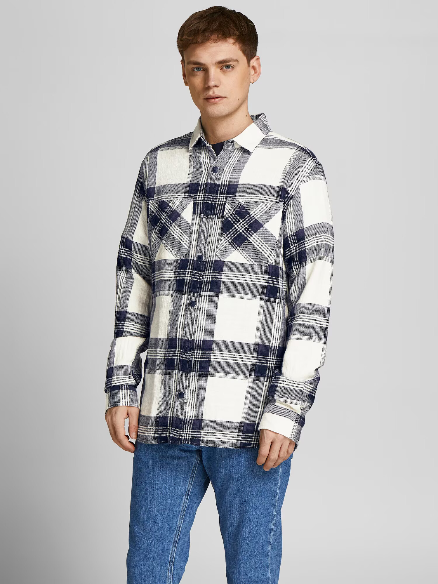 JACK & JONES Srajca 'FINDER' marine / bela - Pepit.si