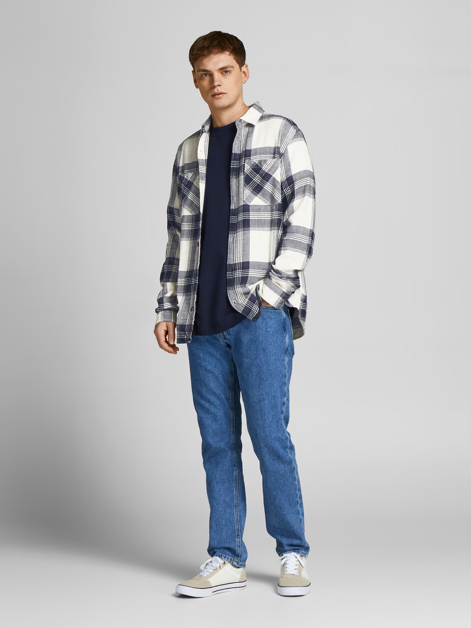 JACK & JONES Srajca 'FINDER' marine / bela - Pepit.si