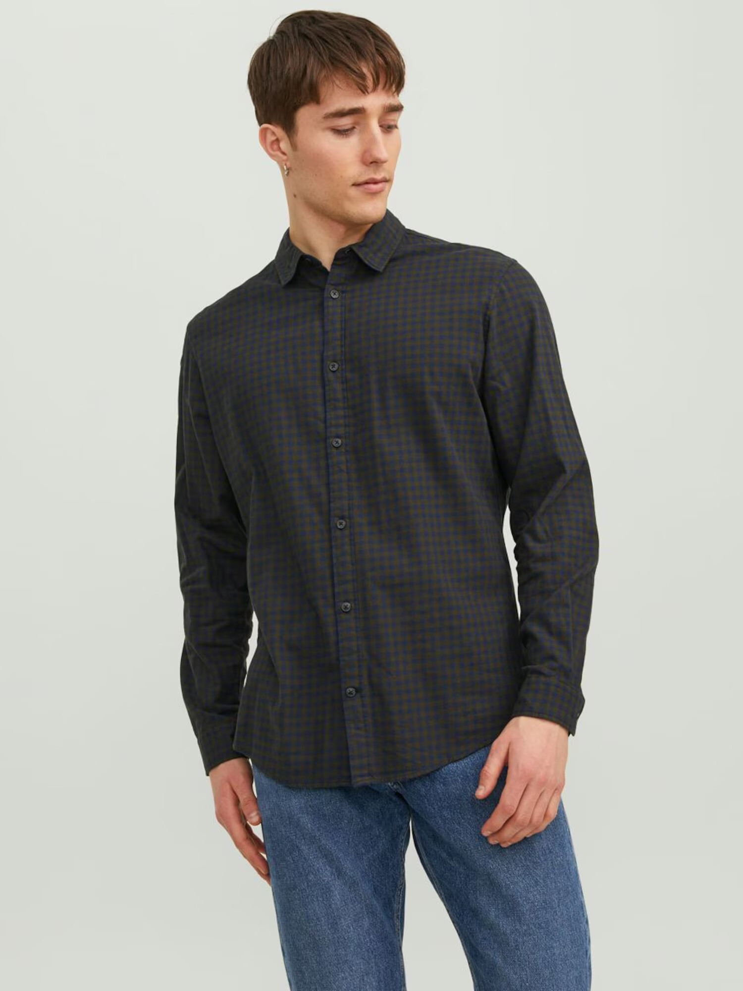 JACK & JONES Srajca 'Gingham' mornarska / trst - Pepit.si