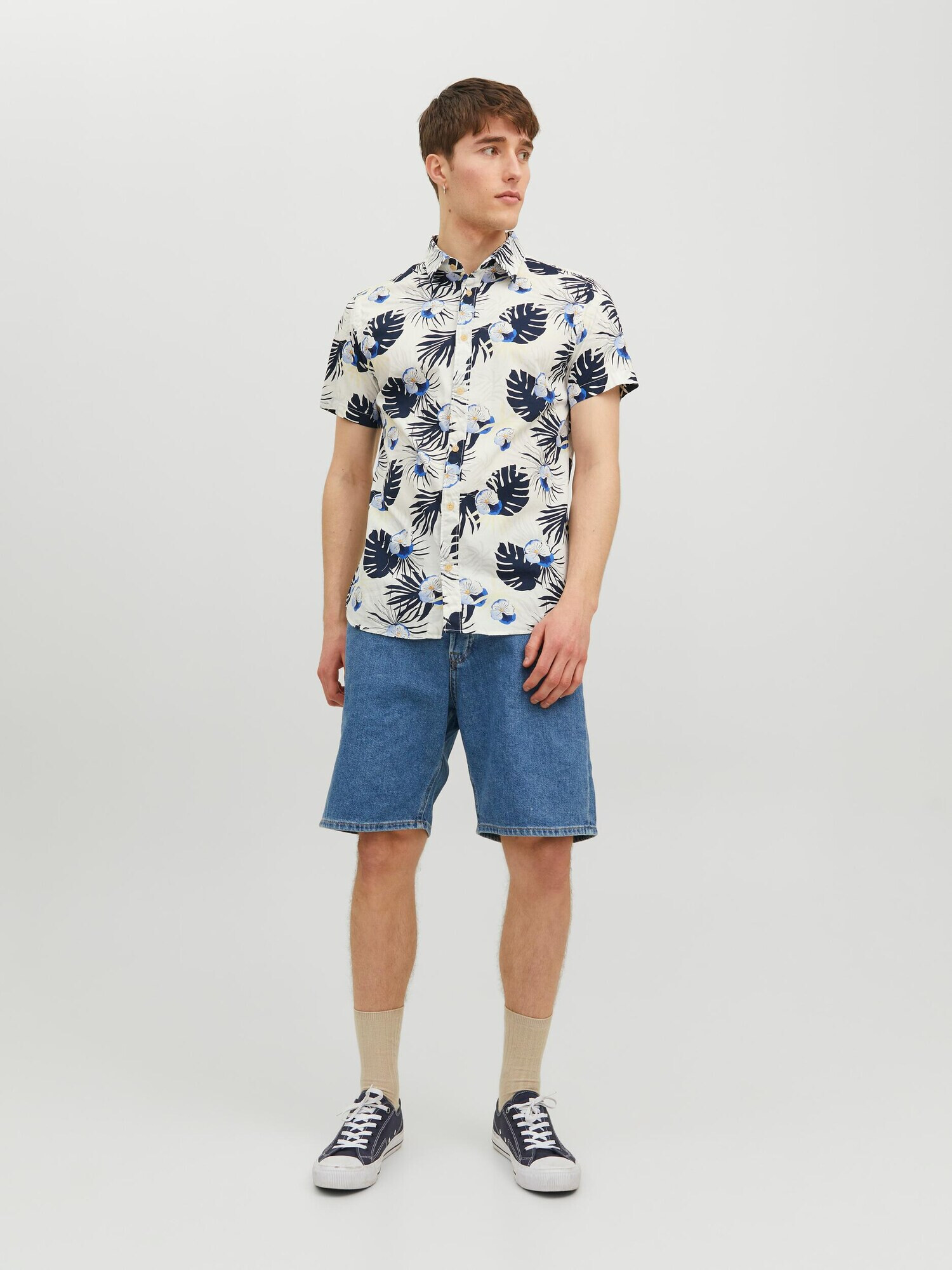 JACK & JONES Srajca 'James' marine / kraljevo modra / oranžna / biserno bela - Pepit.si