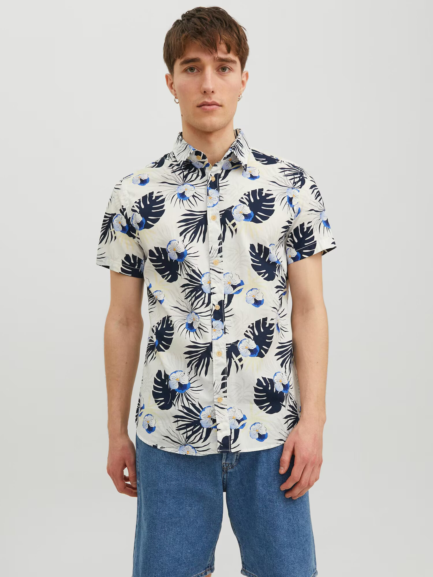 JACK & JONES Srajca 'James' marine / kraljevo modra / oranžna / biserno bela - Pepit.si