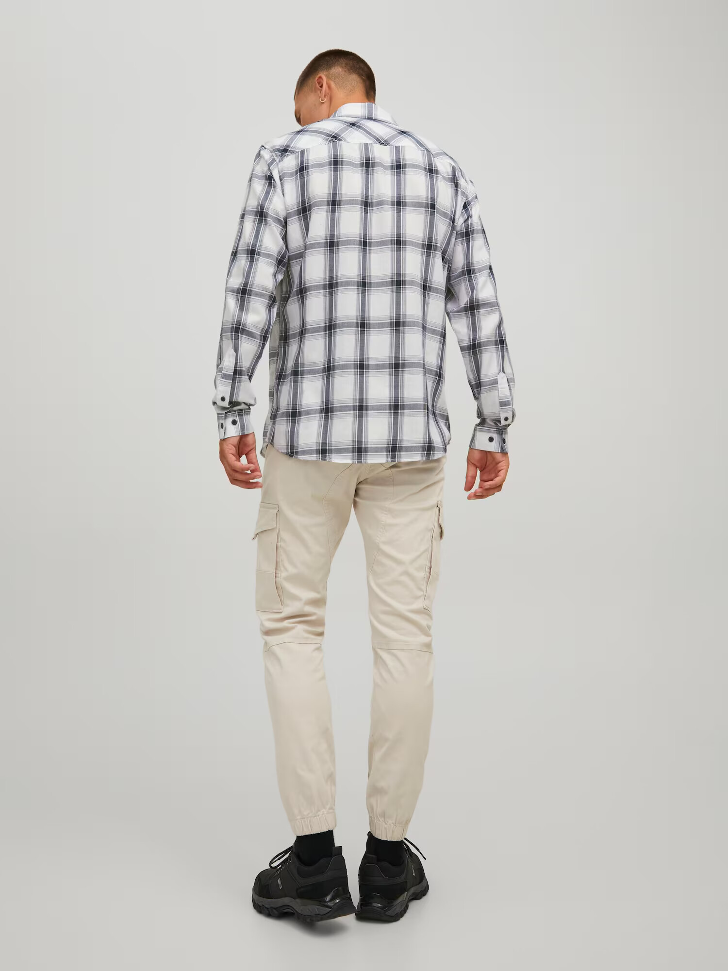 JACK & JONES Srajca 'ORION' mornarska / temno siva / bela - Pepit.si