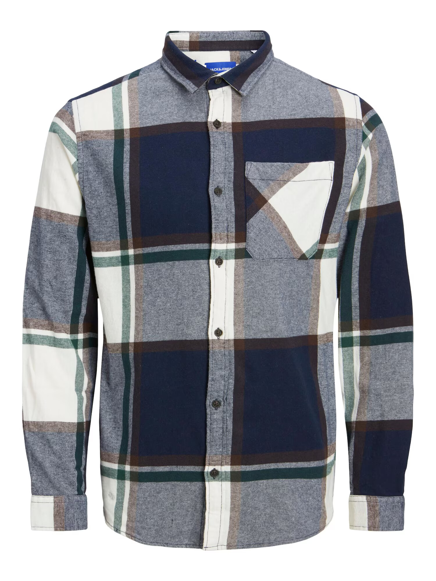 JACK & JONES Srajca 'OWEN' mornarska / sepija / temno rjava / smaragd / bela - Pepit.si