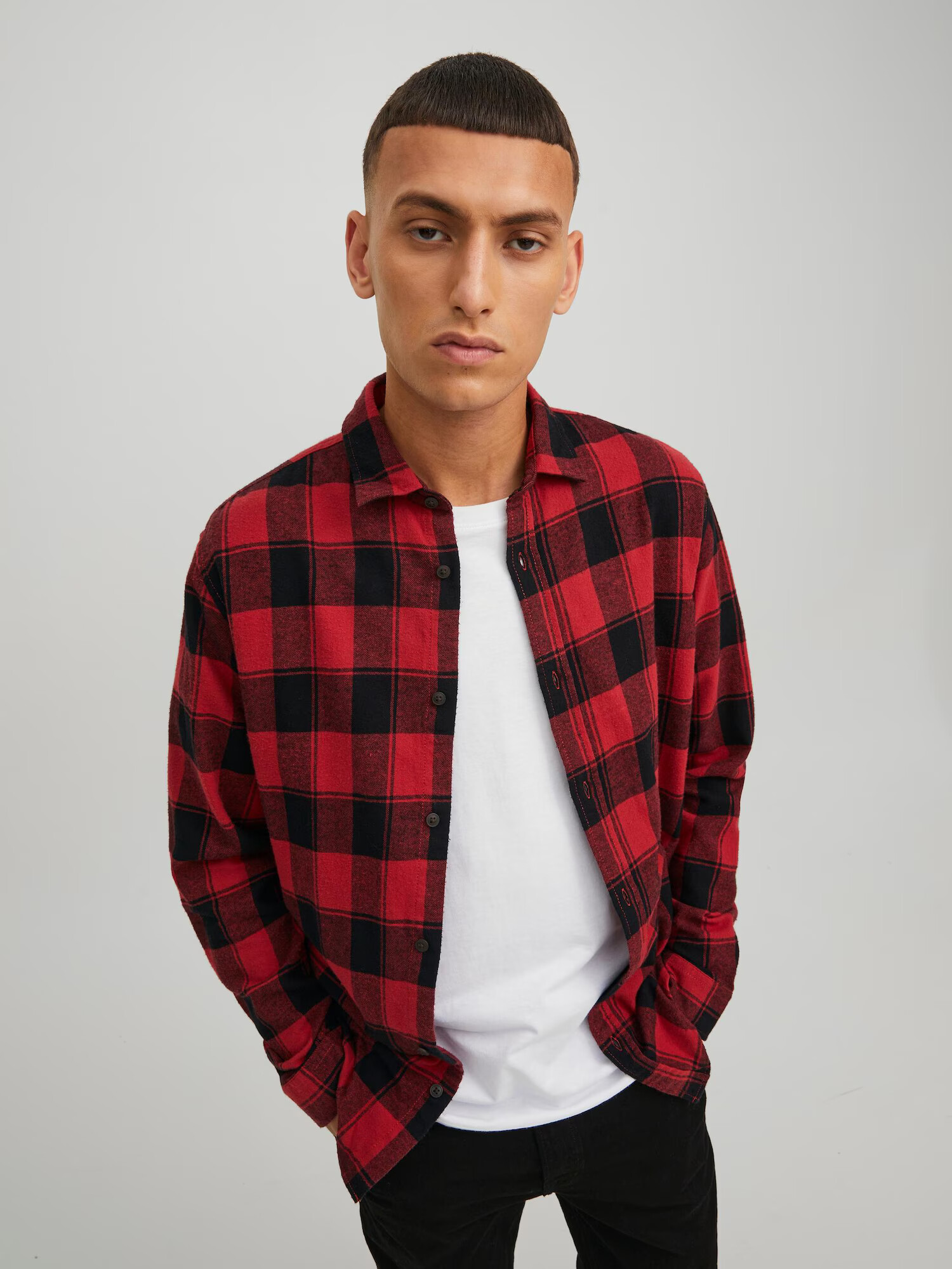 JACK & JONES Srajca 'Plain' rdeča / pegasto črna - Pepit.si