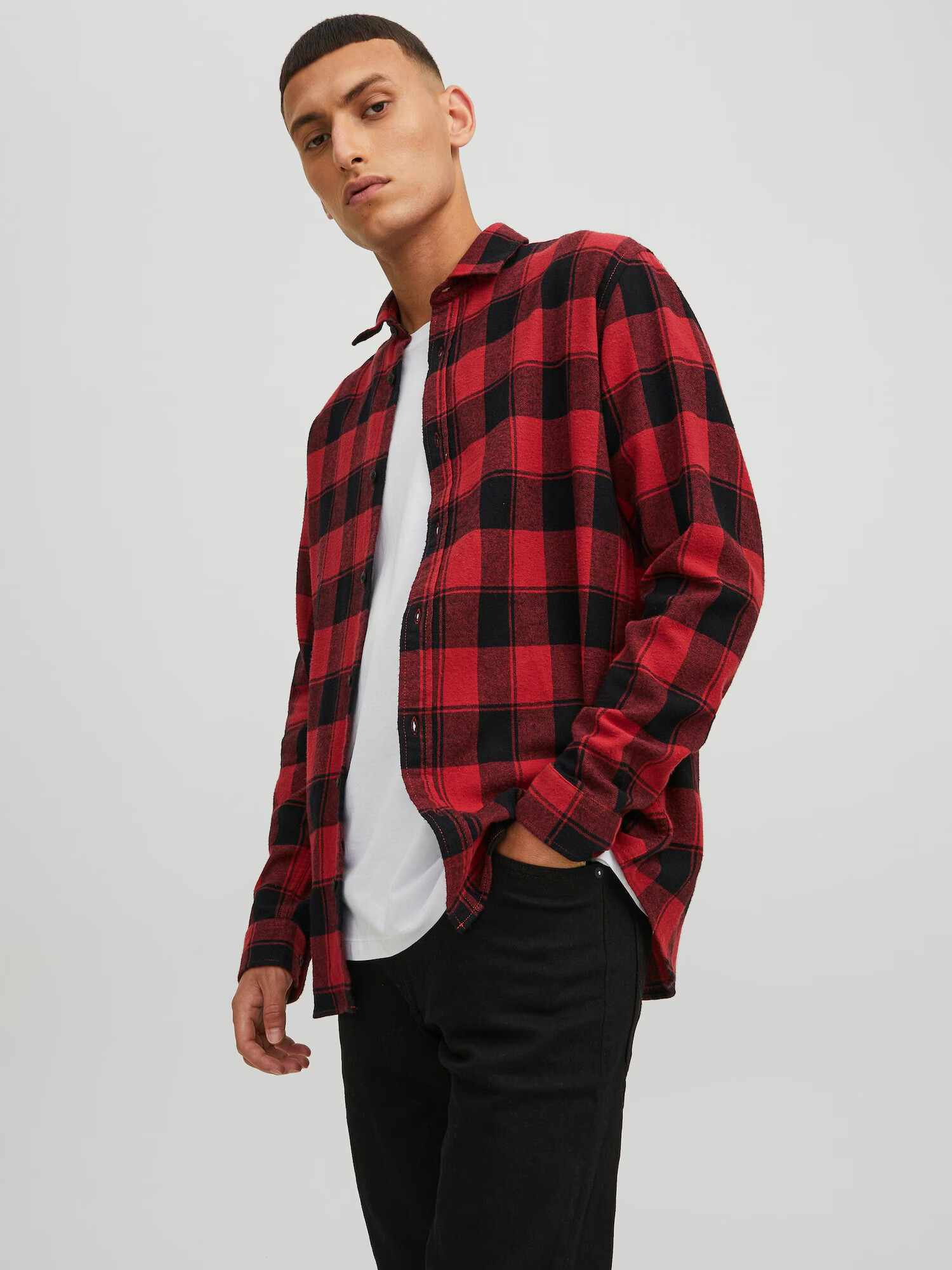 JACK & JONES Srajca 'Plain' rdeča / pegasto črna - Pepit.si